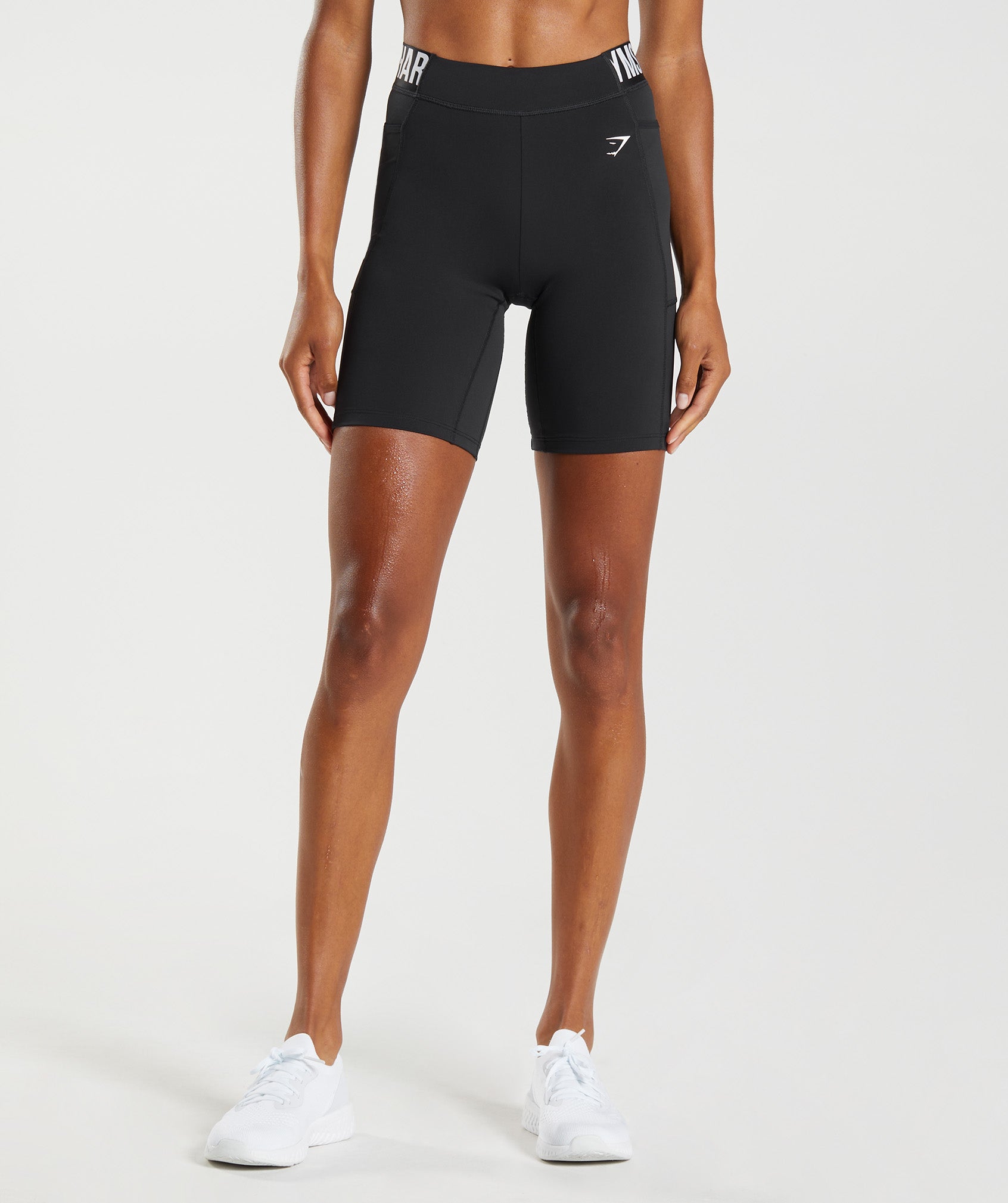 Pantalones Cortos Gymshark Entrenamiento Brandmark Cycling Mujer Negras | 2938604-QN