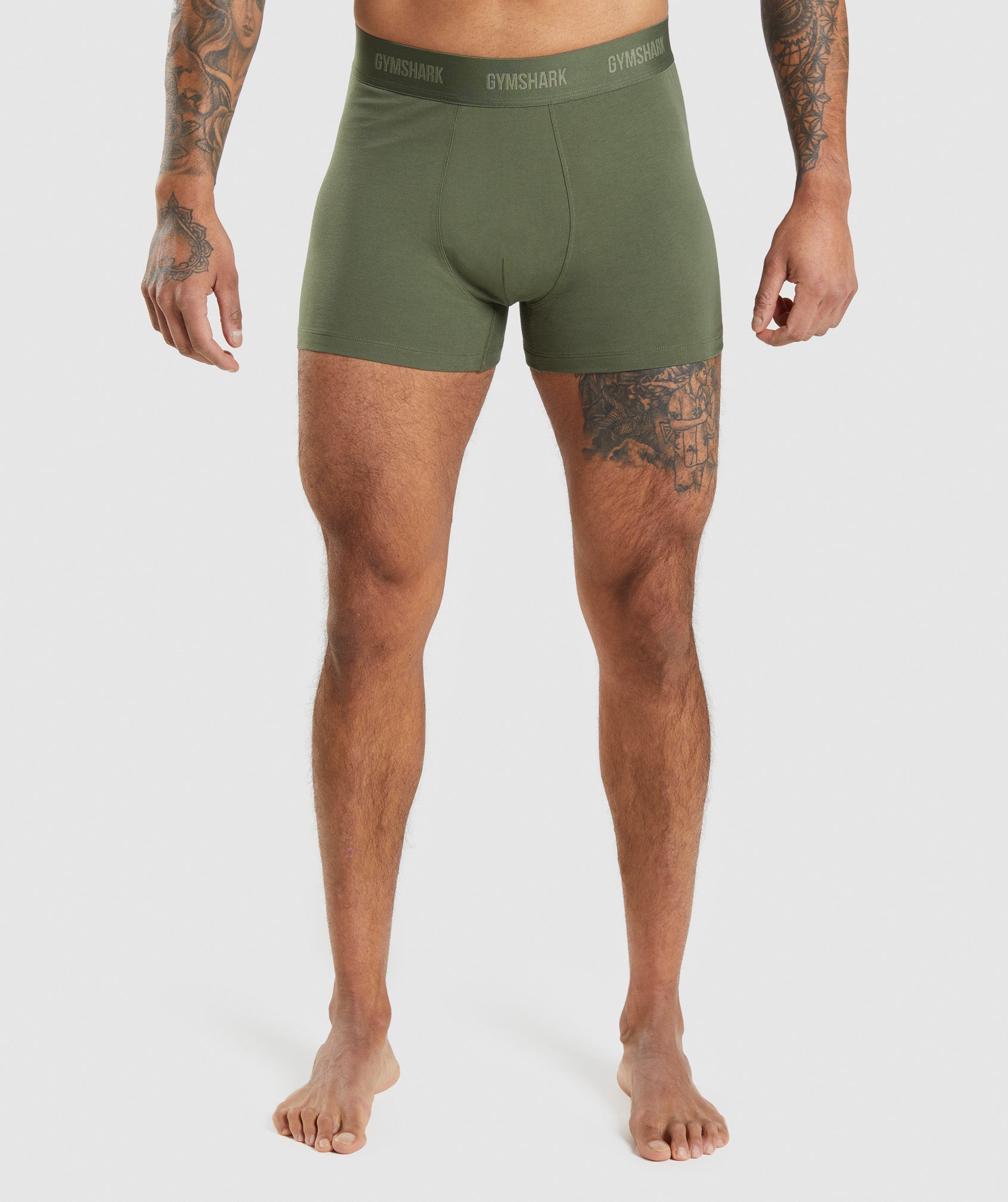 Ropa Interior Gymshark Boxers 2pk Hombre Verde Oliva Azul Marino | 5403816-UA