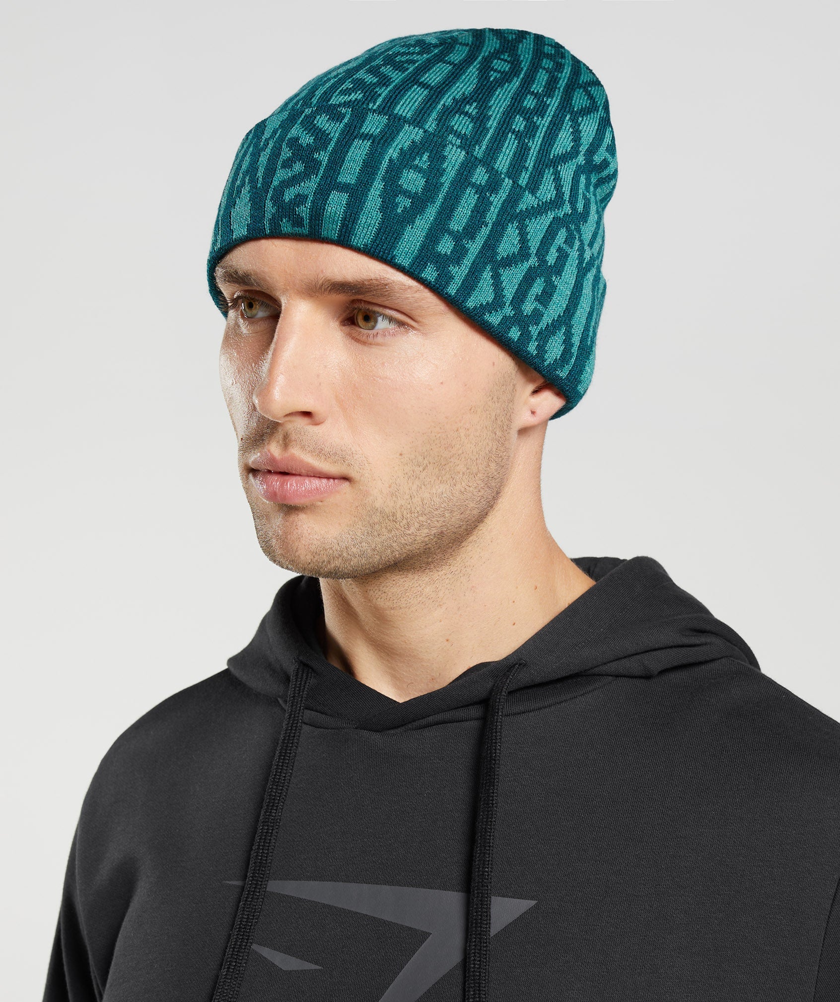 Sombreros Gymshark Reversable Jacquard Beanie Hombre Turquesa Azules | 3826159-YP