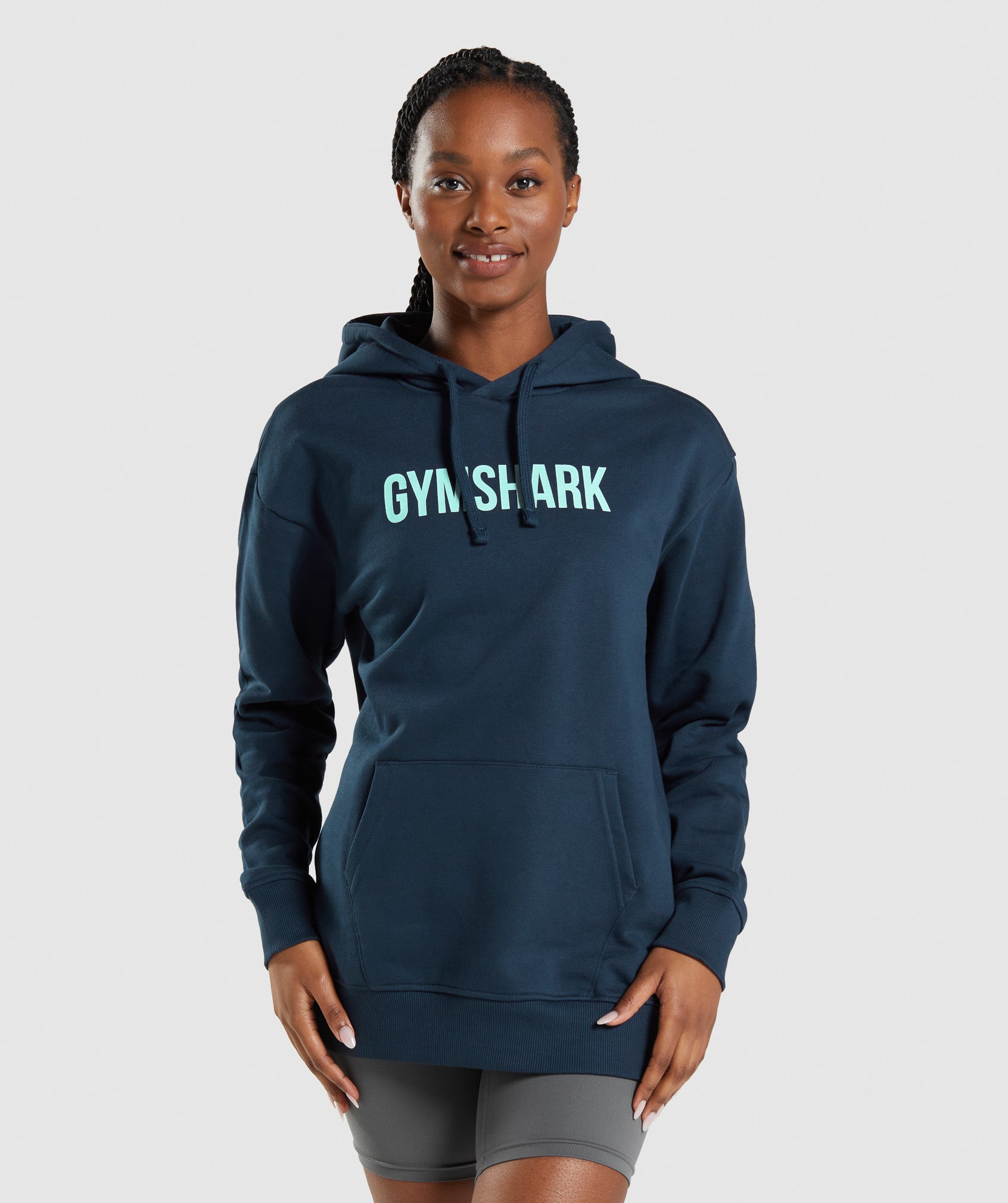 Sudadera Con Capucha Gymshark Apollo Oversized Mujer Azul Marino | 8309427-NV