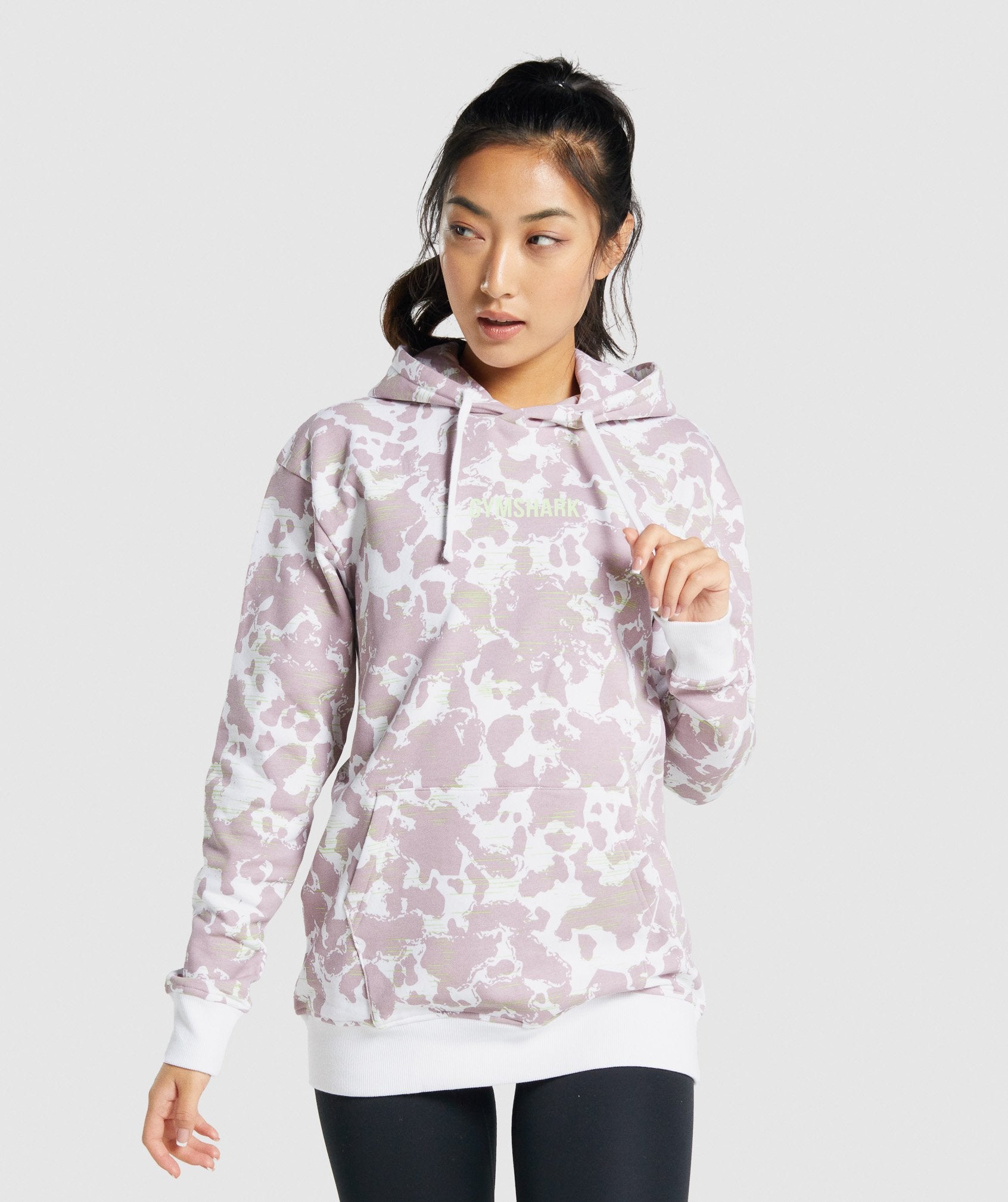 Sudadera Con Capucha Gymshark Camo Estampadas Oversized Mujer Blancas Moradas | 7206981-KP