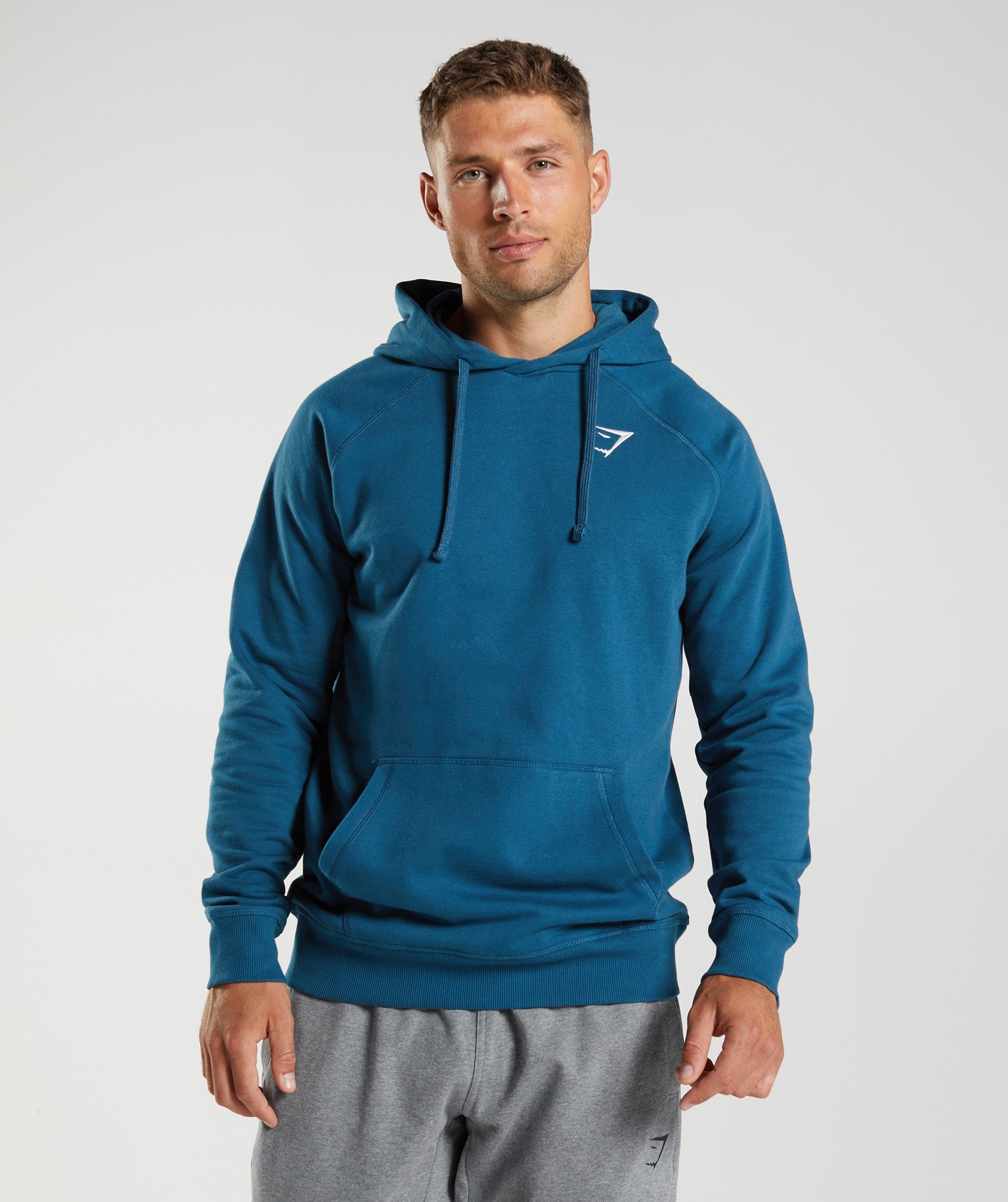 Sudadera Con Capucha Gymshark Crest Hombre Azules | 6429571-VR