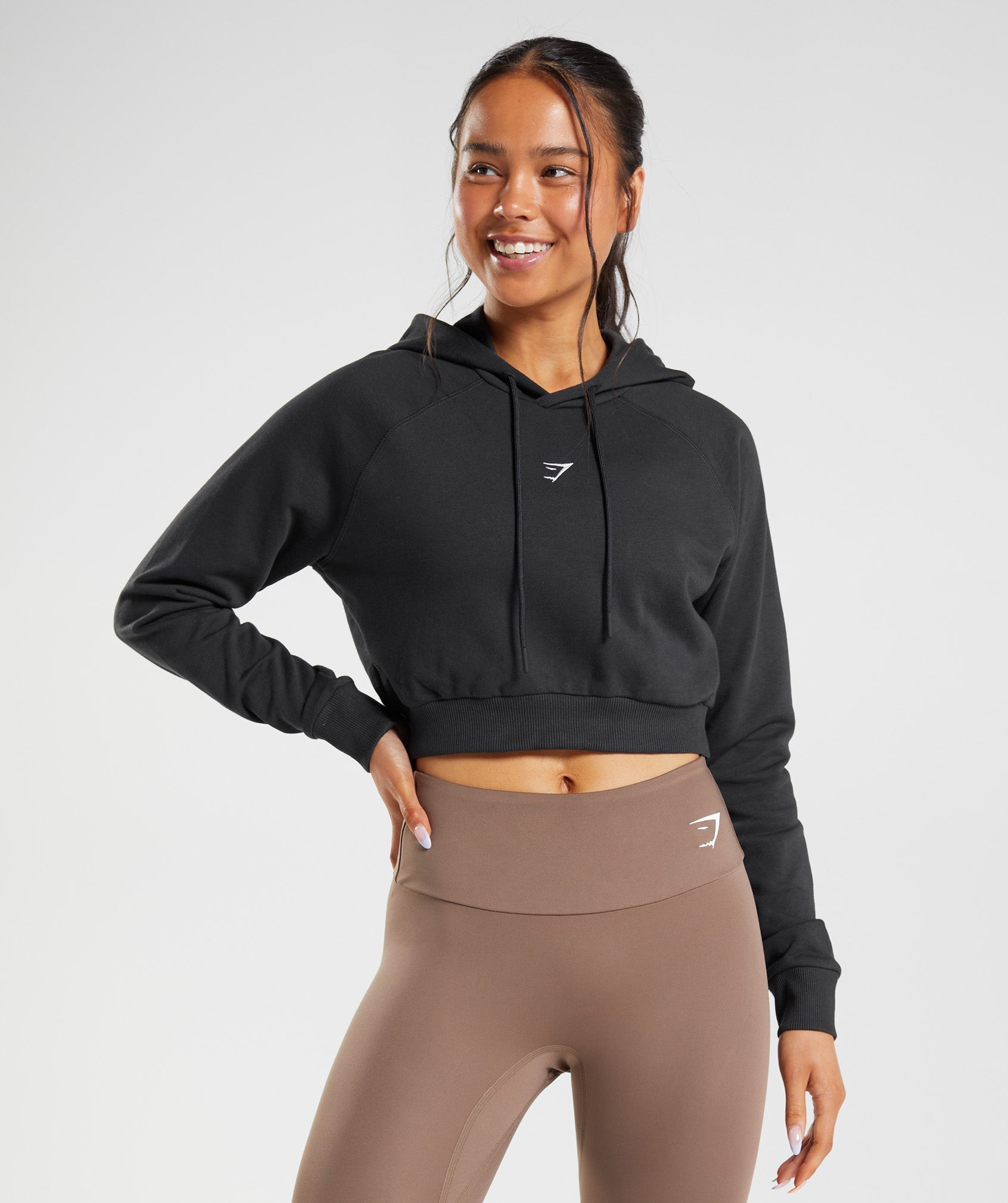 Sudadera Con Capucha Gymshark Entrenamiento Cropped Mujer Negras | 5234068-YE