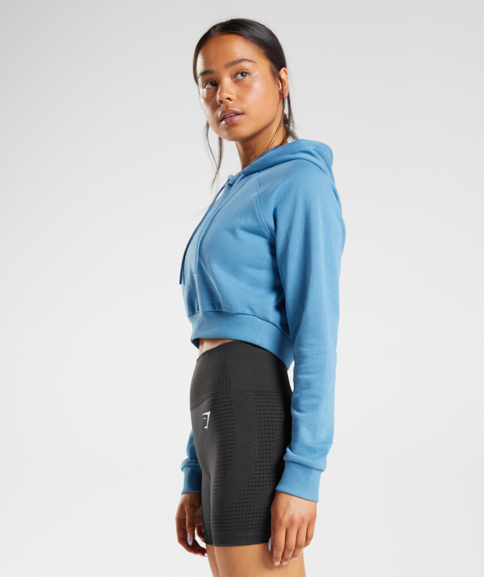 Sudadera Con Capucha Gymshark Entrenamiento Cropped Mujer Azules | 6857901-TQ