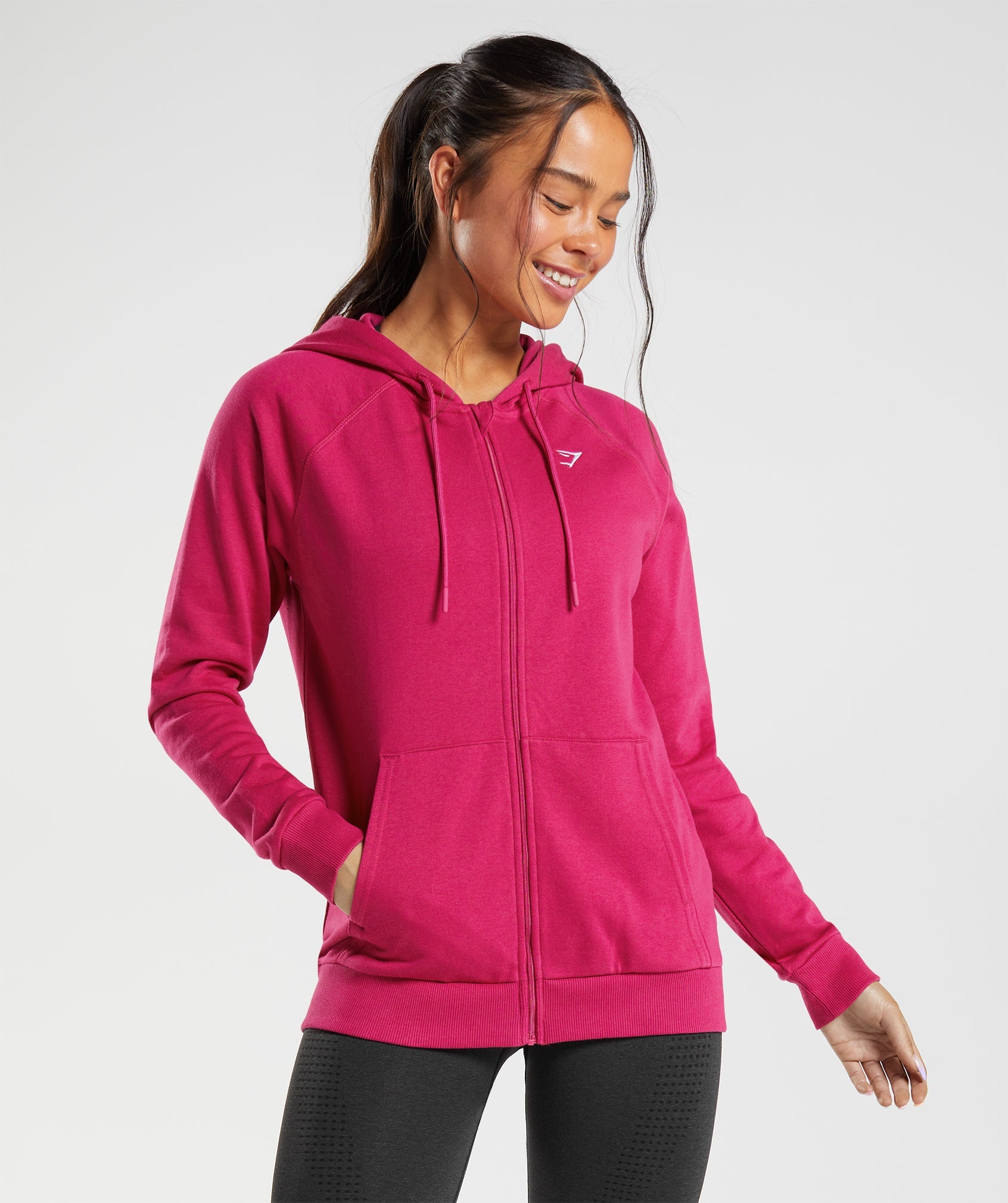 Sudadera Con Capucha Gymshark Entrenamiento Zip Mujer Rosas | 7628901-QL