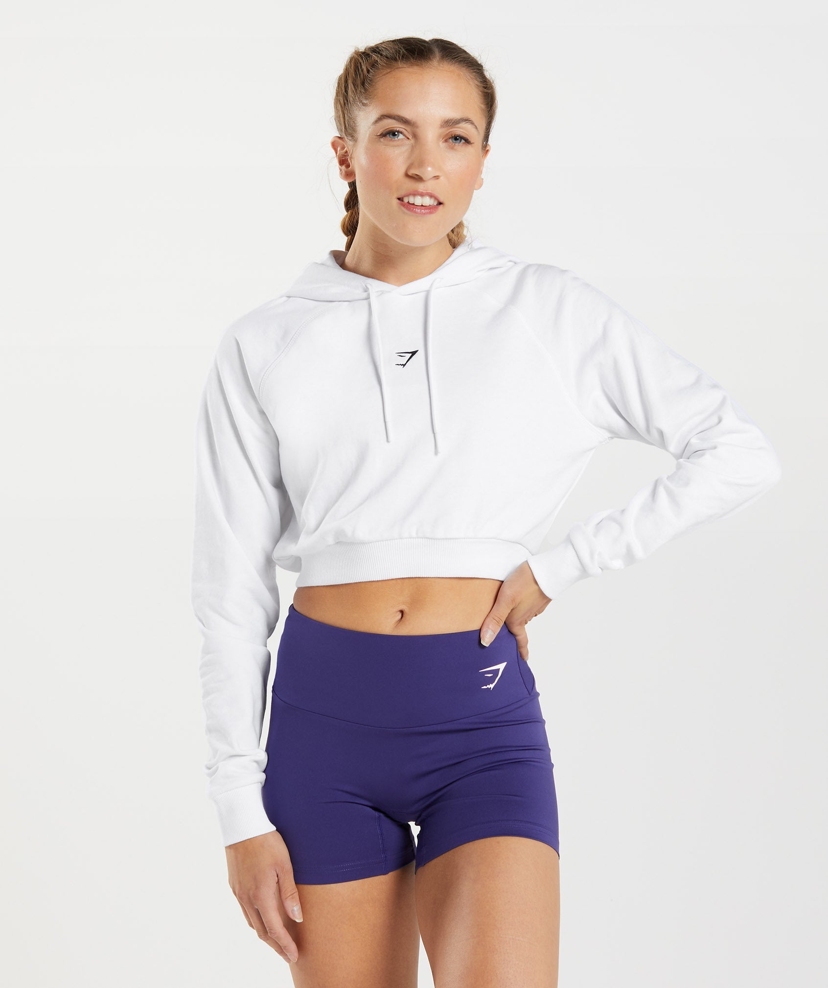 Sudadera Con Capucha Gymshark Entrenamiento Cropped Mujer Blancas | 9647083-KB