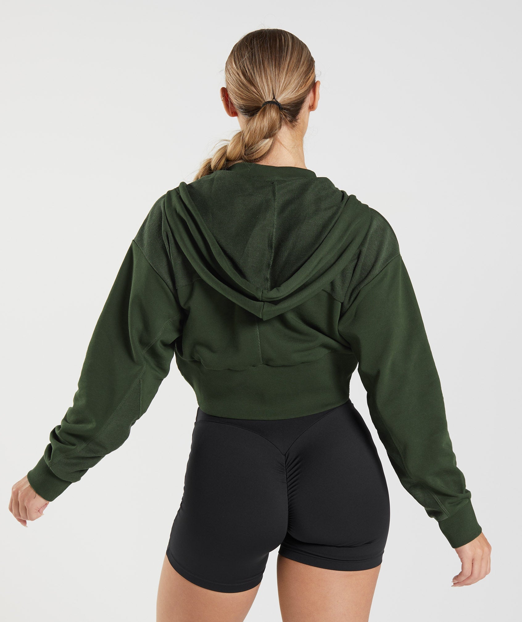 Sudadera Con Capucha Gymshark GS Power Cropped Zip Mujer Verde Oliva | 8436912-SF