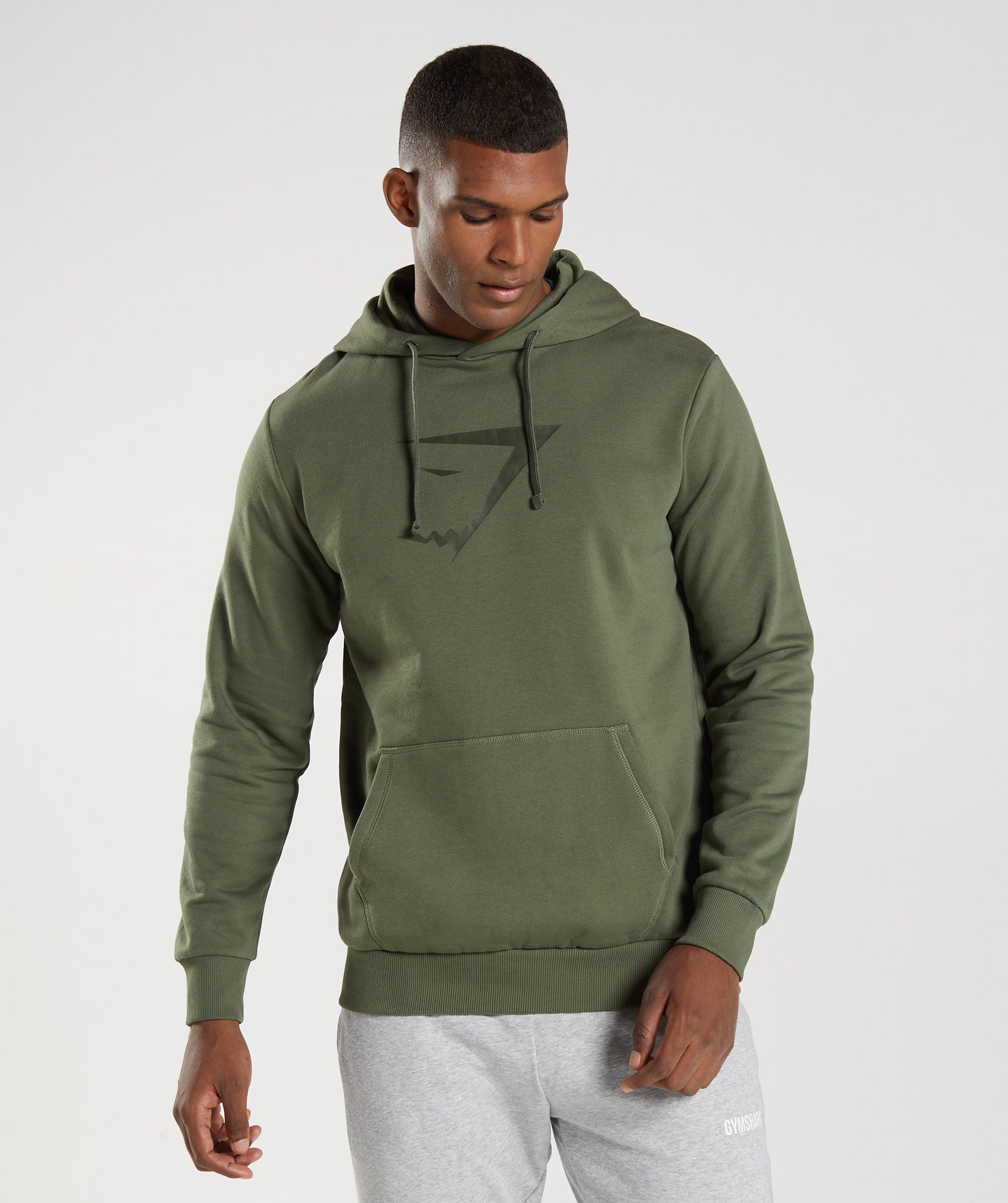 Sudadera Con Capucha Gymshark Sharkhead Infill Hombre Verde Oliva | 7865341-LB