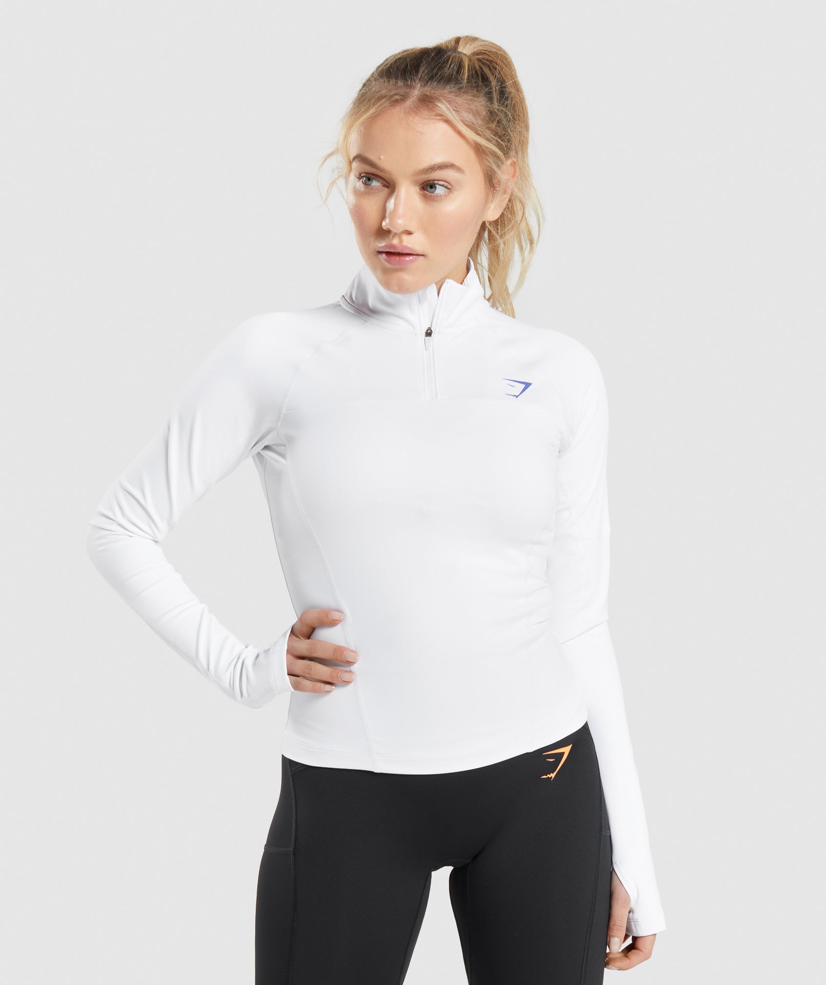 Sudaderas Gymshark Pulse 1/4 Zip Mujer Blancas | 6049285-SF