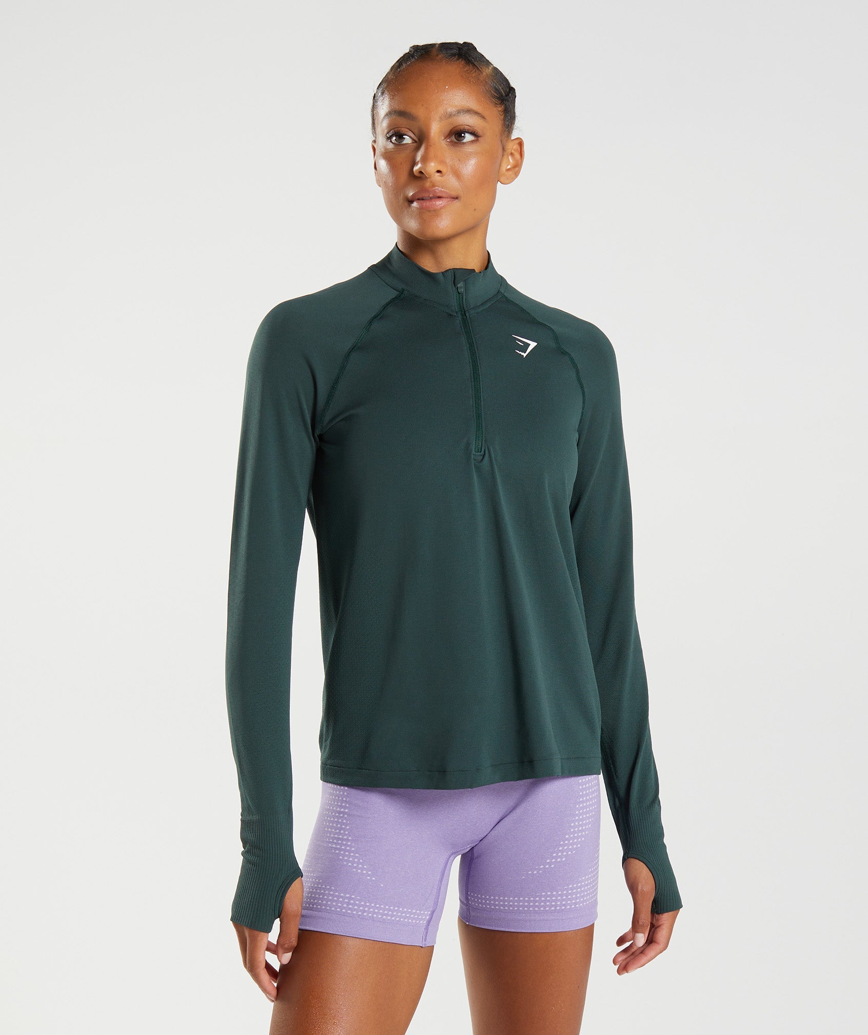 Sudaderas Gymshark Vital Seamless 1/2 Zip Mujer Verde | 8349765-VG