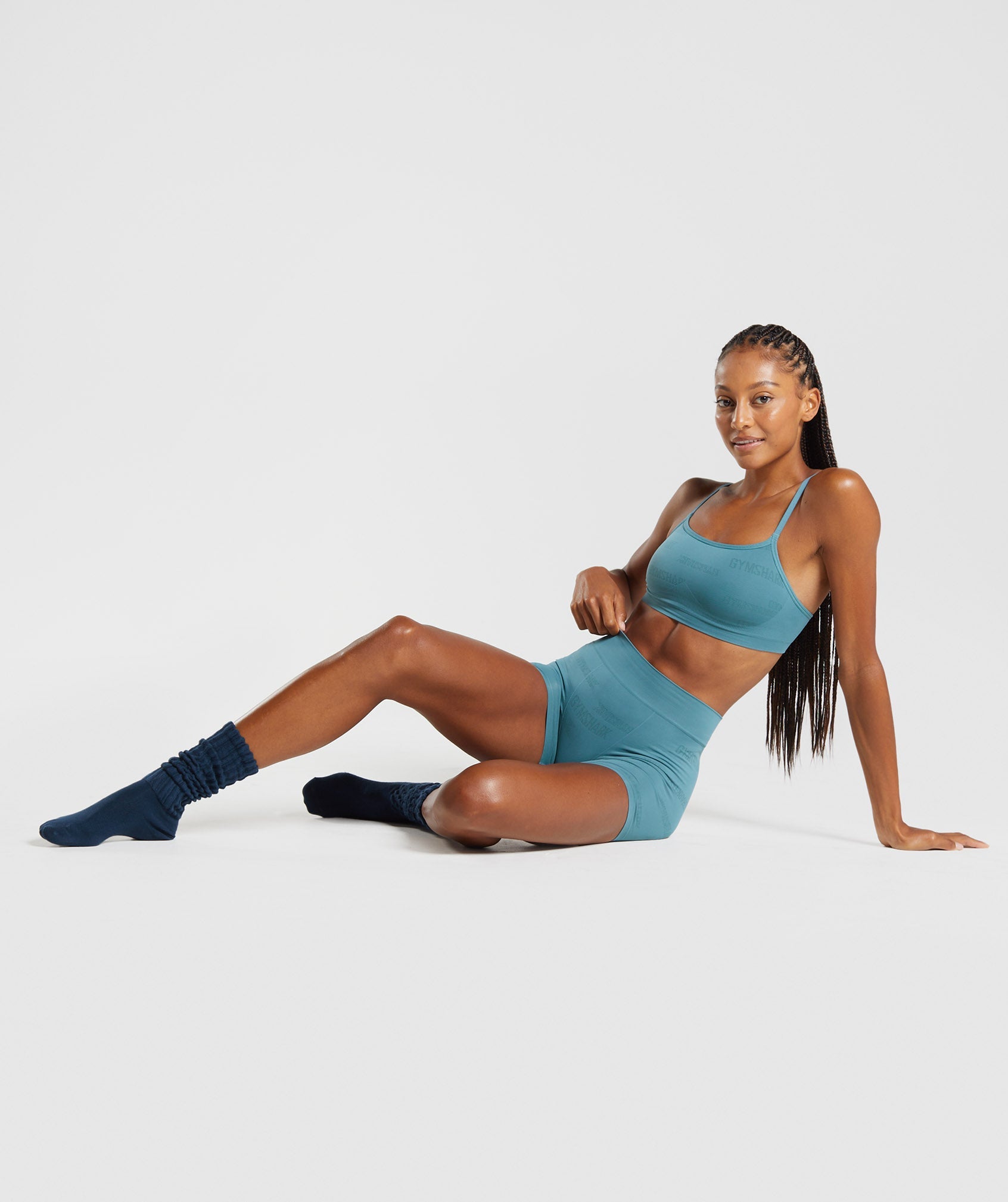 Sujetadores Deportivos Gymshark Seamless Jacquard Mujer Azules | 5320481-MW