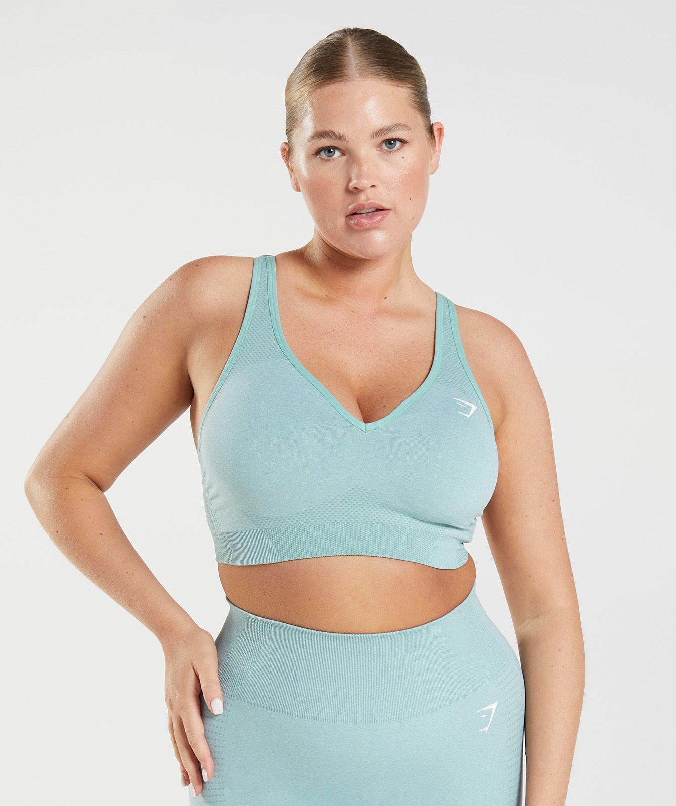 Sujetadores Deportivos Gymshark Vital Seamless 2.0 V Neck Mujer Azules | 6728394-AO