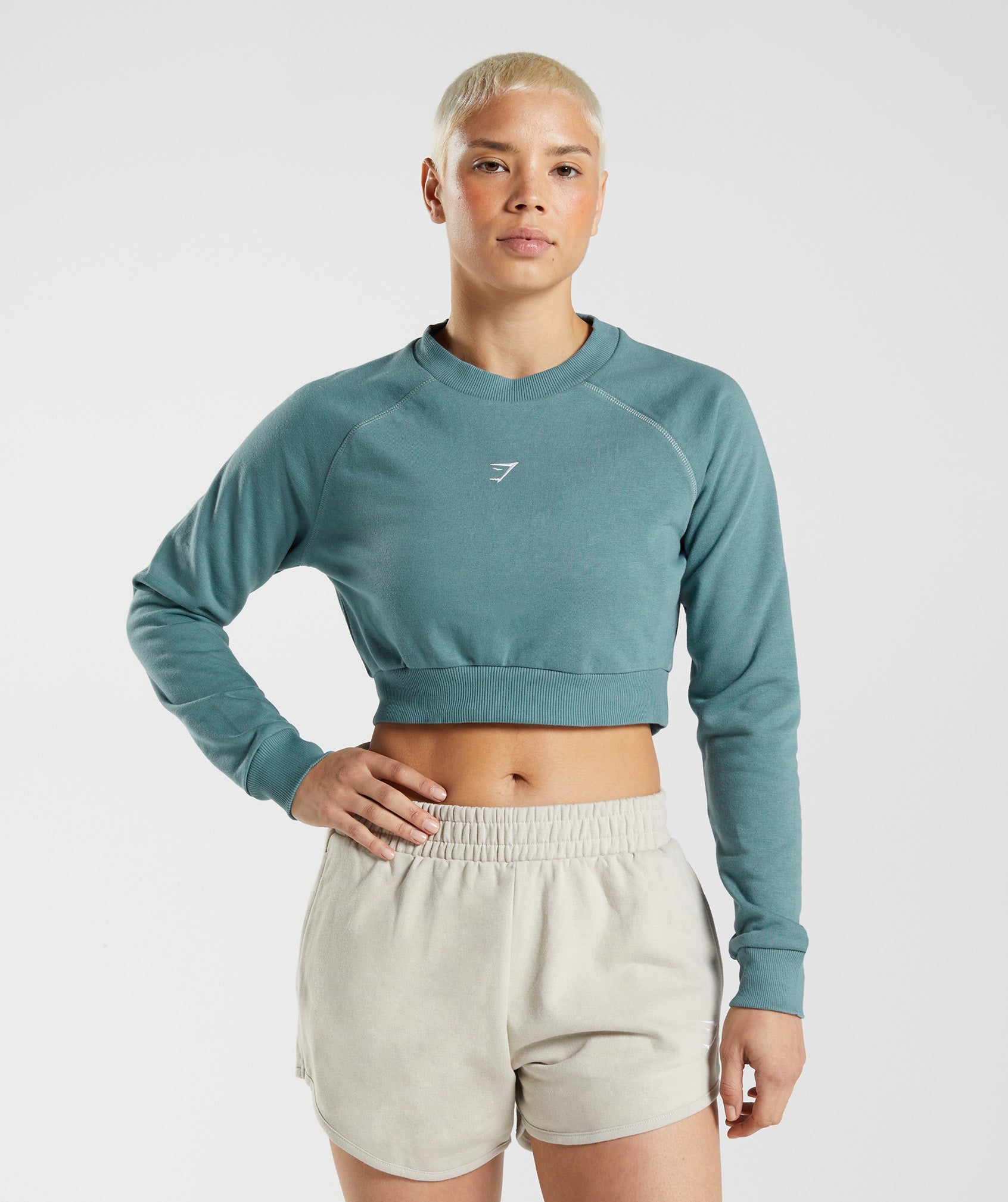 Suéteres Gymshark Entrenamiento Cropped Mujer Azules | 2560417-CU