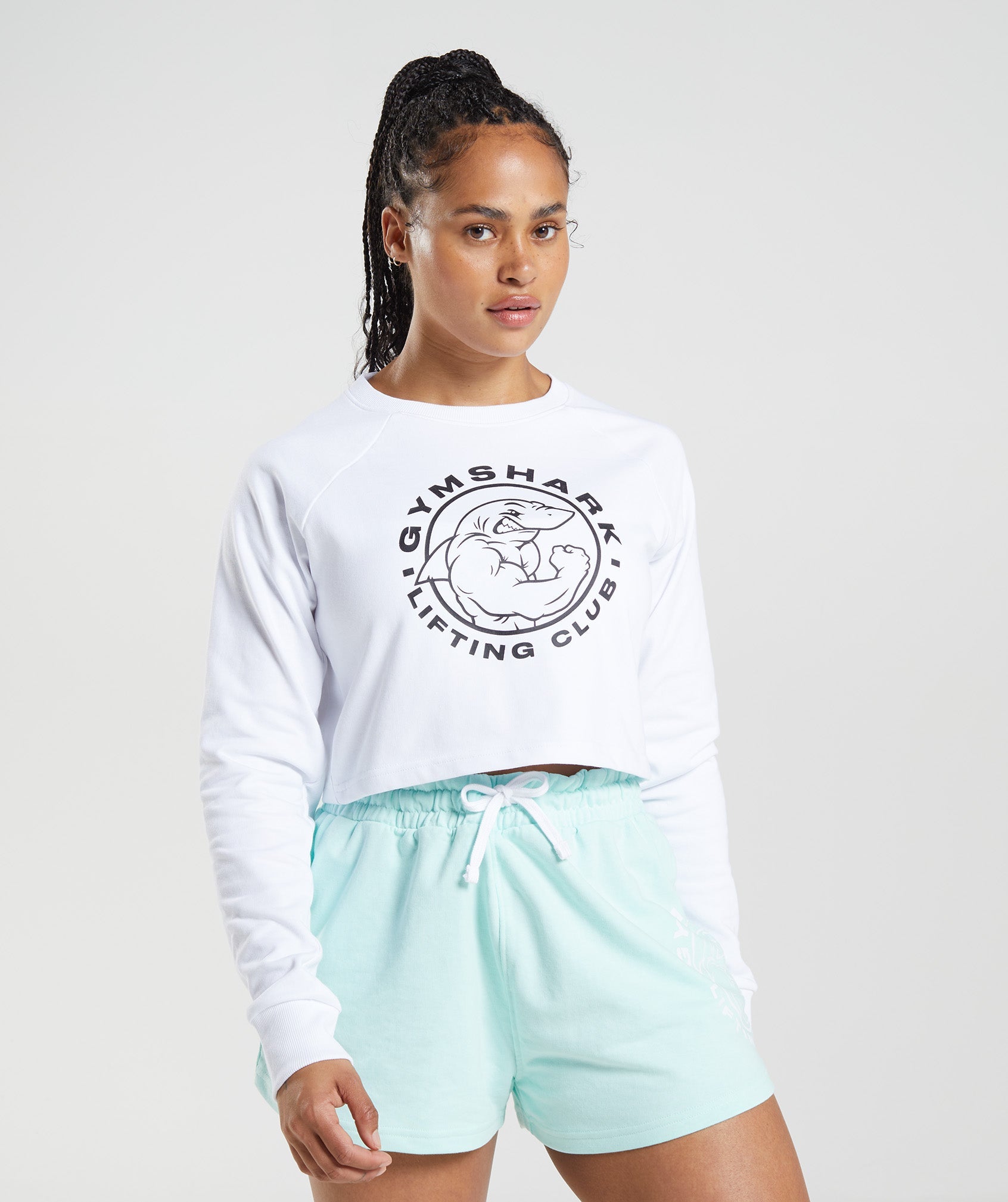 Suéteres Gymshark Legacy Cropped Mujer Blancas | 1470923-BF