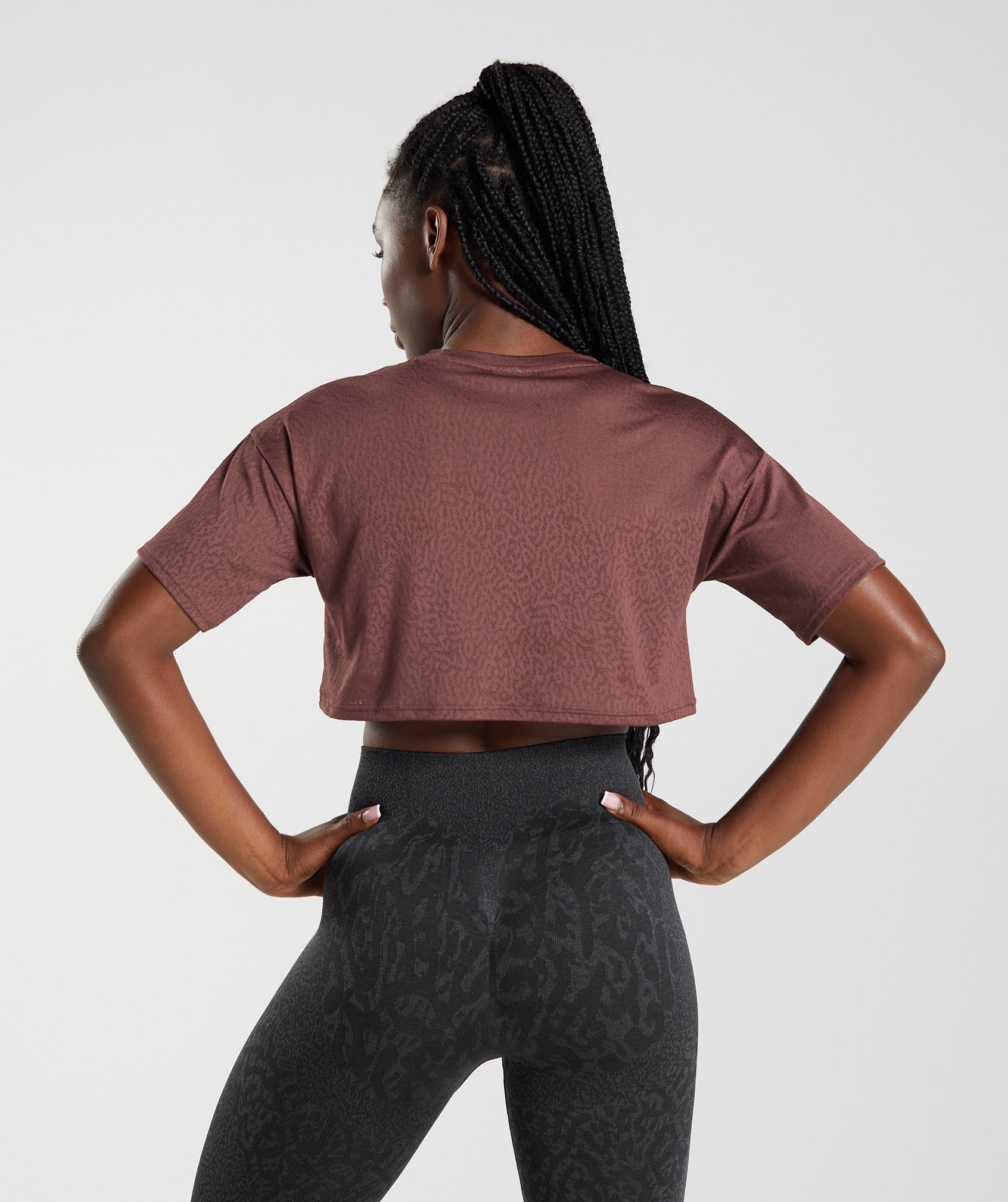 Tops Gymshark Adapt Animal Seamless Crop Mujer Rosas Marrones | 5493018-PK