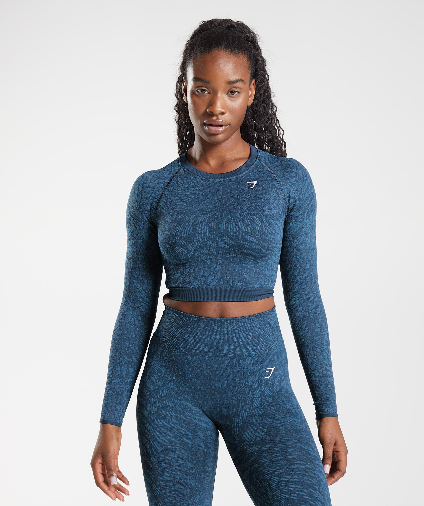 Tops Gymshark Adapt Animal Seamless Encaje Up Back Mujer Azul Marino | 5037849-UQ