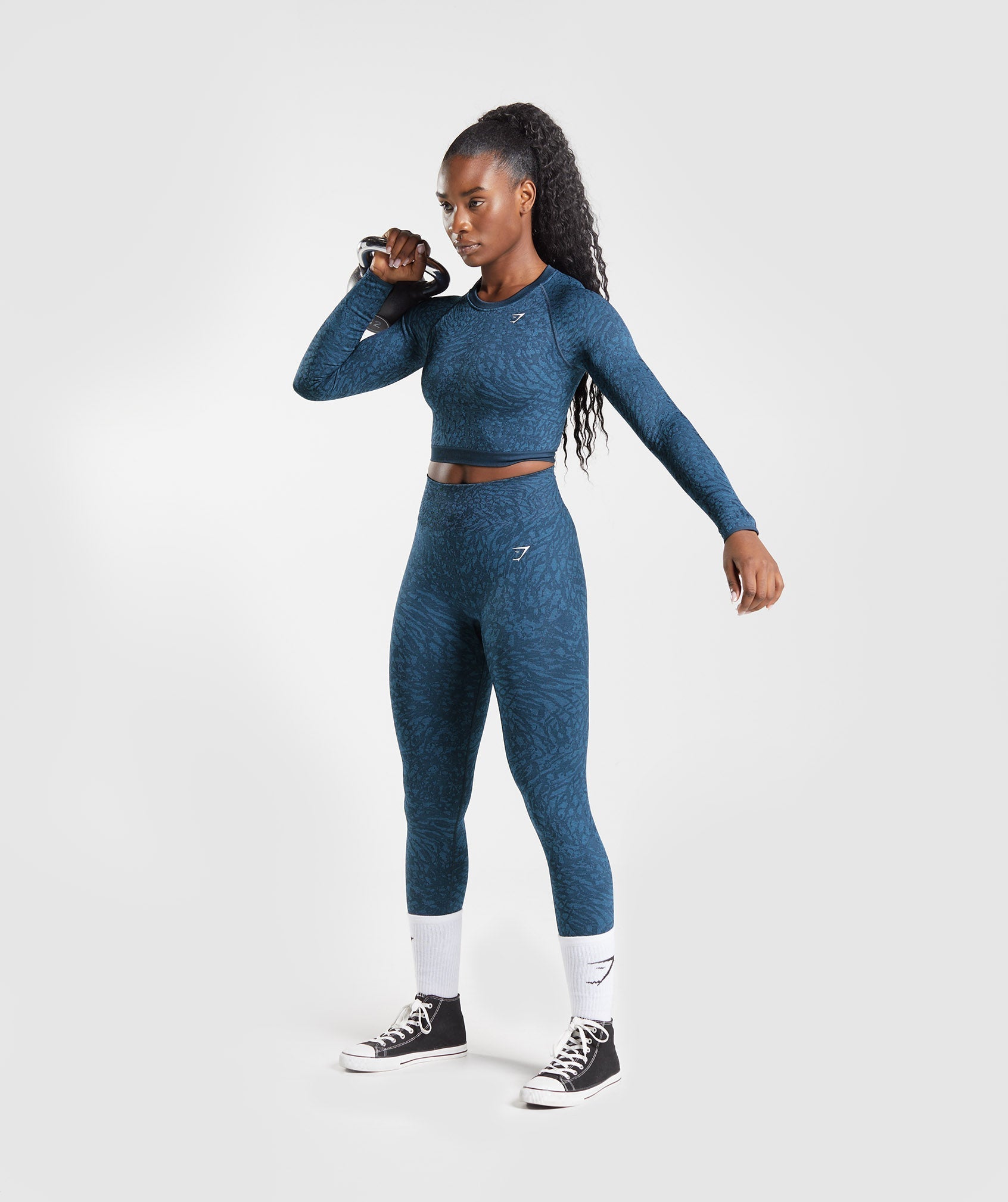 Tops Gymshark Adapt Animal Seamless Encaje Up Back Mujer Azul Marino | 5037849-UQ