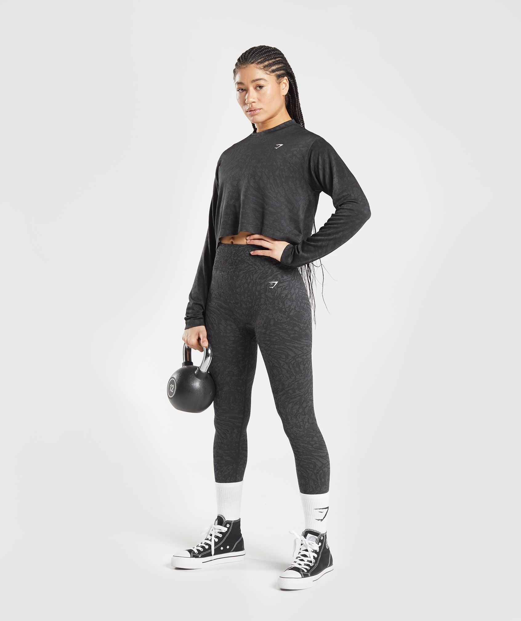 Tops Gymshark Adapt Animal Seamless Long Sleeve Mujer Negras | 1246593-SQ