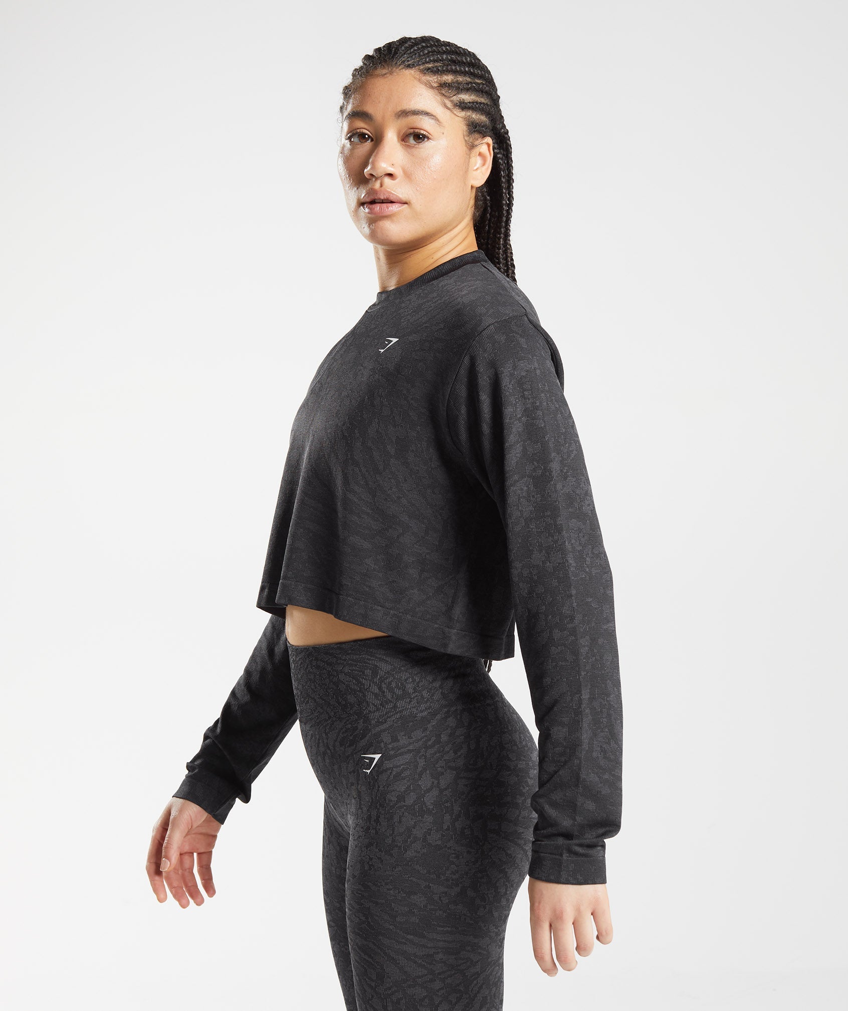 Tops Gymshark Adapt Animal Seamless Long Sleeve Mujer Negras | 1246593-SQ