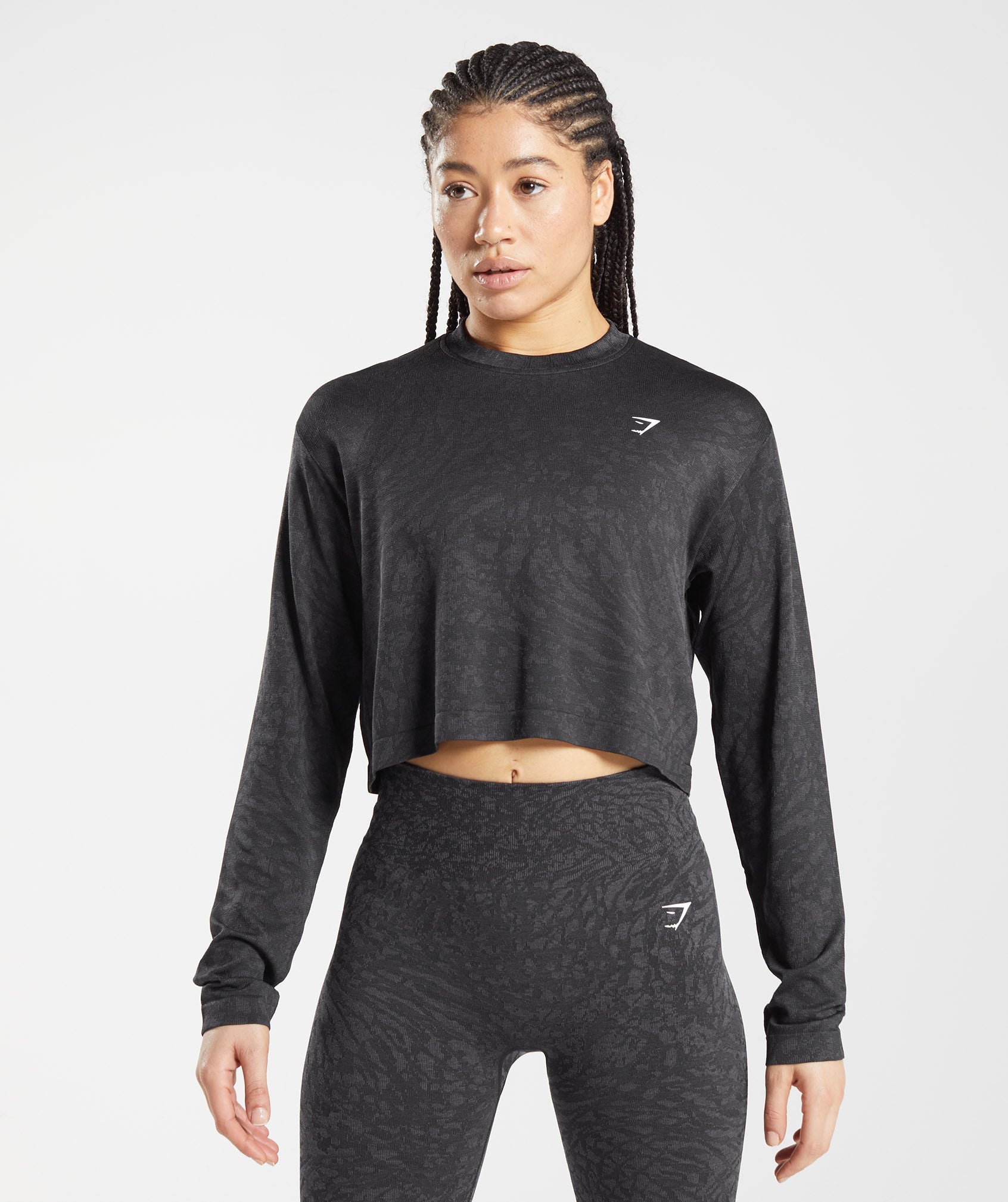 Tops Gymshark Adapt Animal Seamless Long Sleeve Mujer Negras | 1246593-SQ