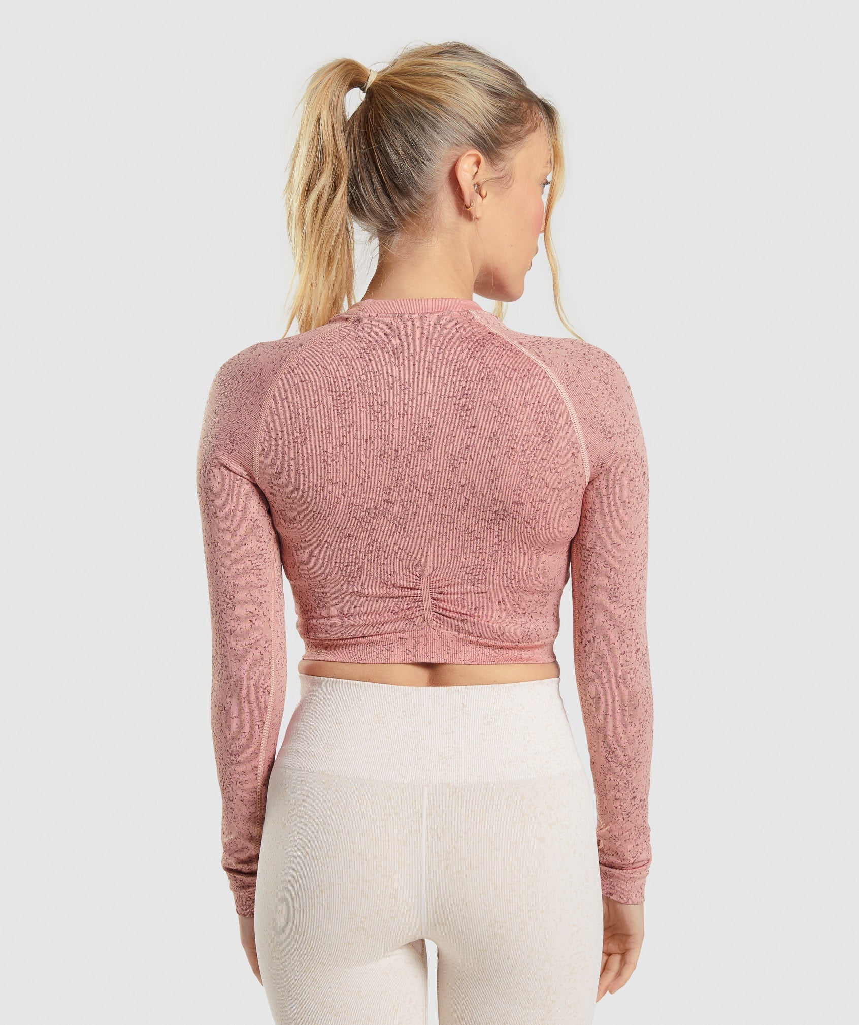 Tops Gymshark Adapt Fleck Seamless Long Sleeve Crop Mujer Rosas | 3109857-LH