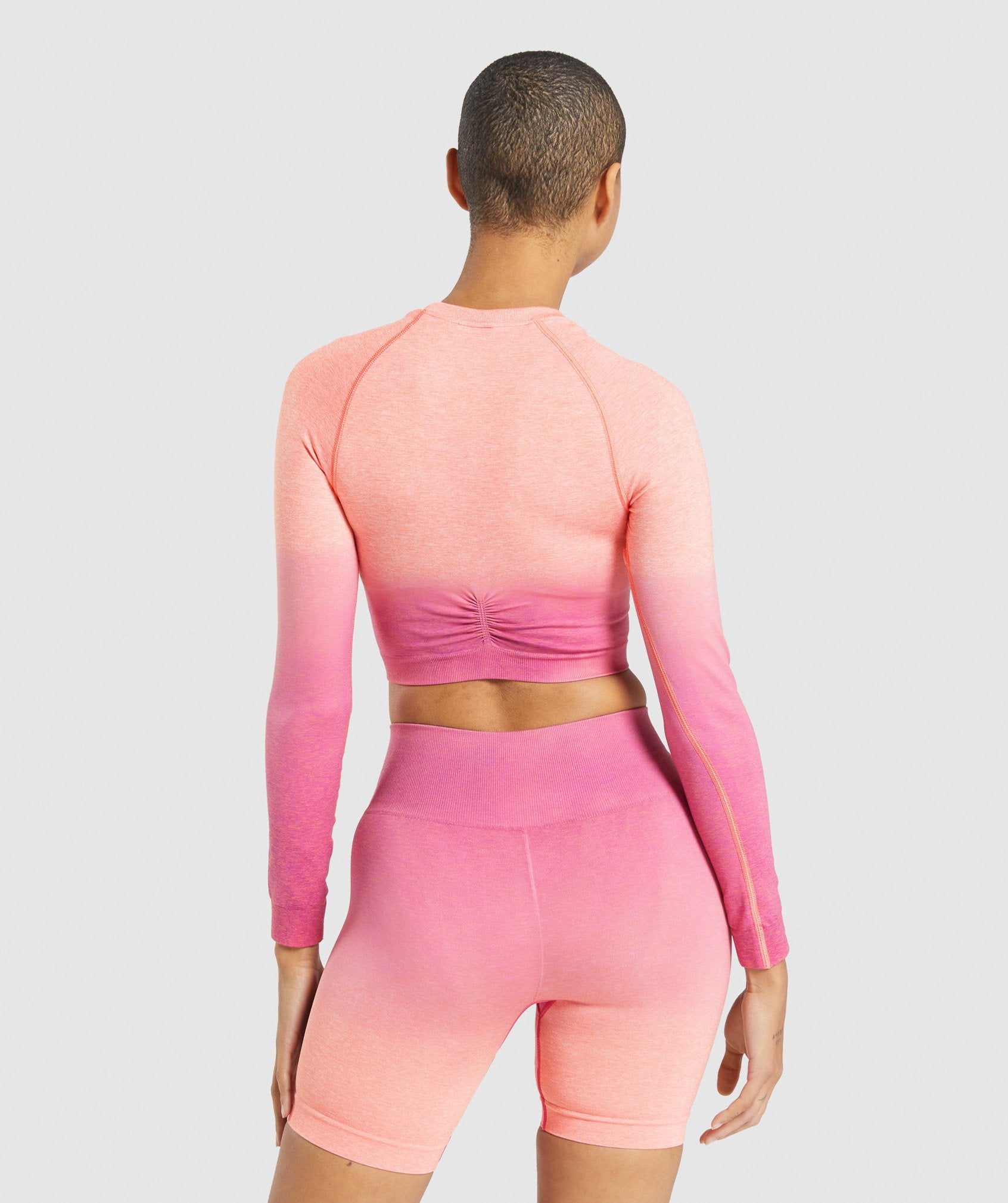 Tops Gymshark Adapt Ombre Seamless Long Sleeve Crop Mujer Naranjas Rosas | 3726490-MO