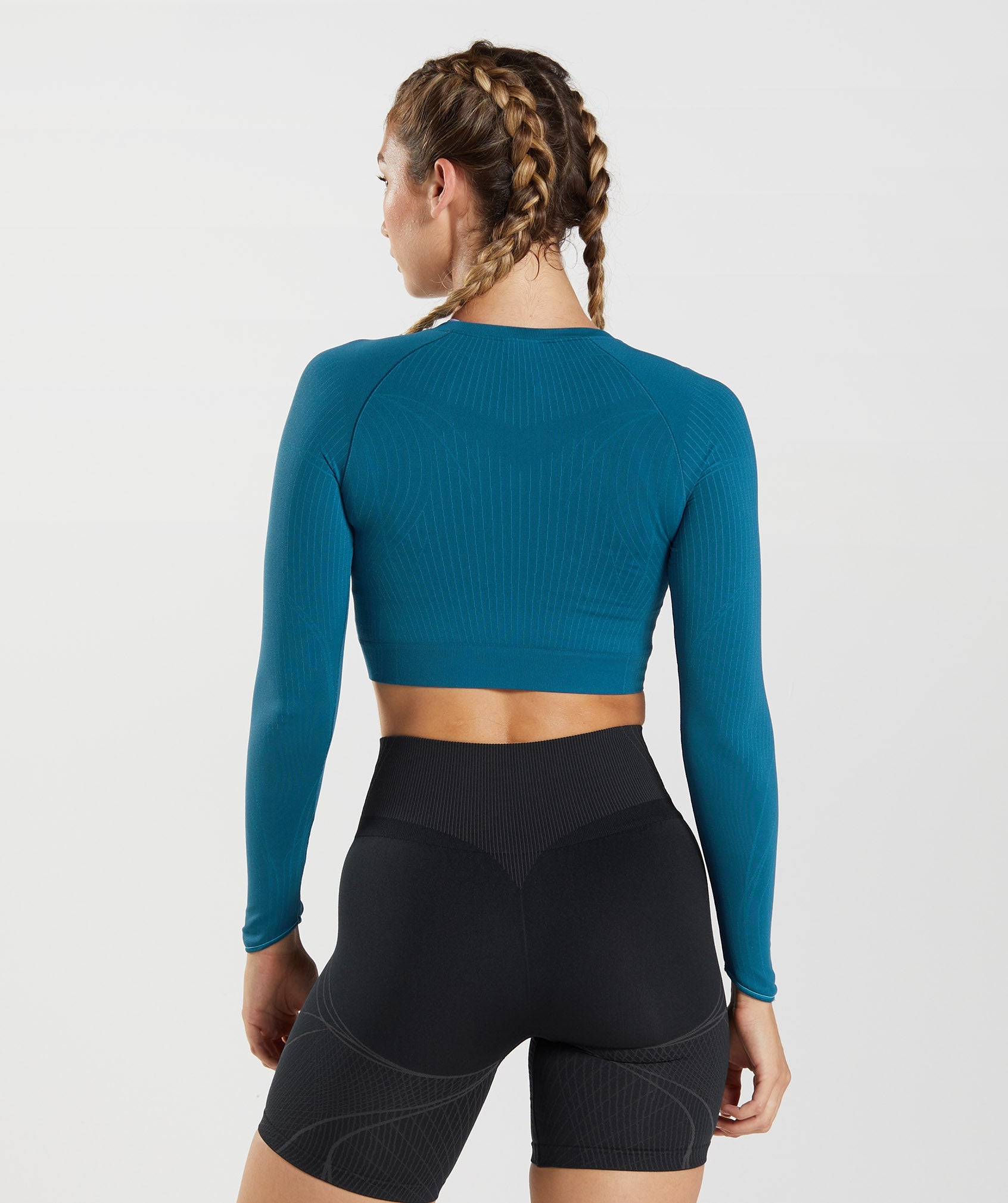 Tops Gymshark Apex Seamless Crop Mujer Azules | 9021673-OL