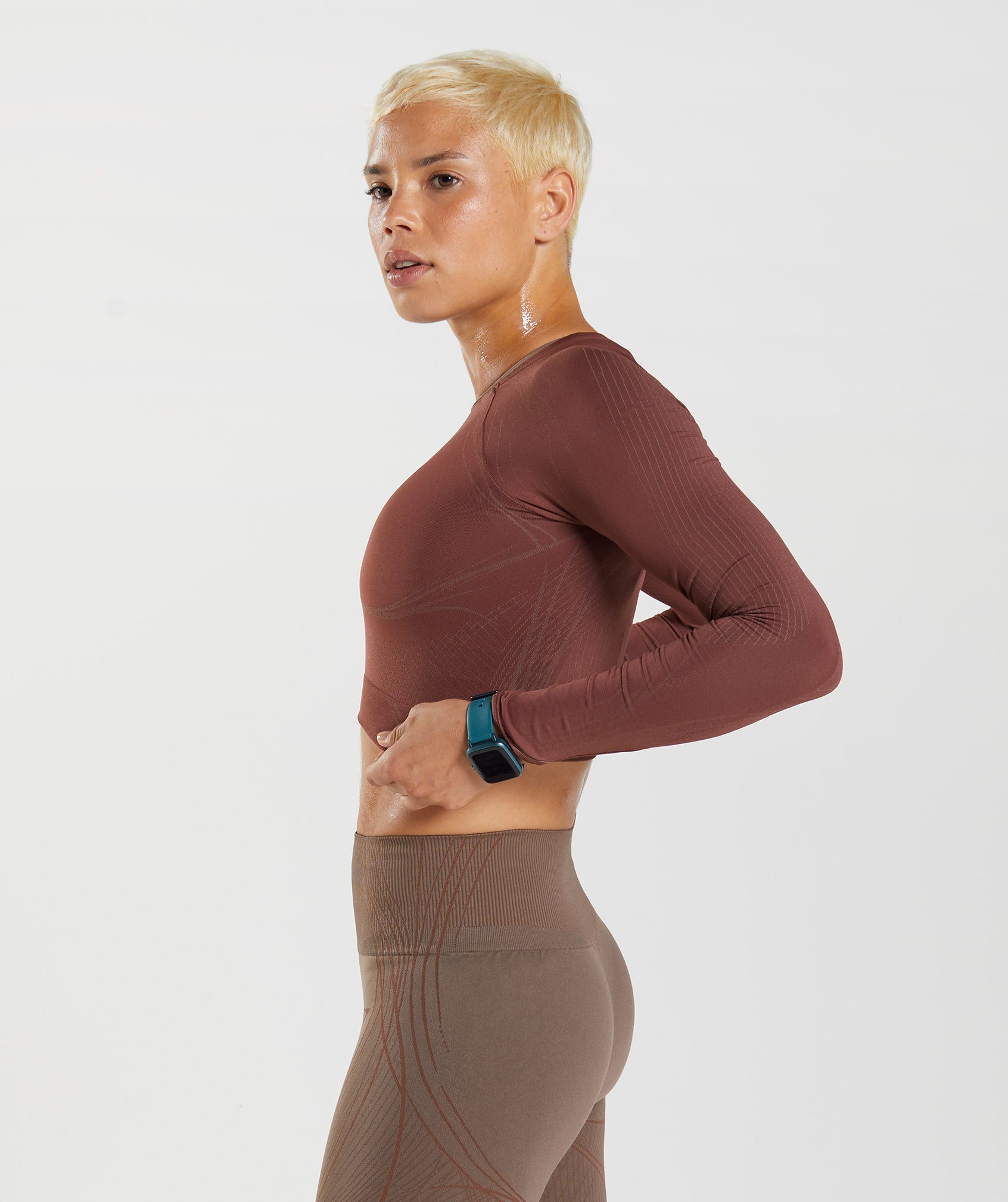 Tops Gymshark Apex Seamless Crop Mujer Marrones | 4501739-XD