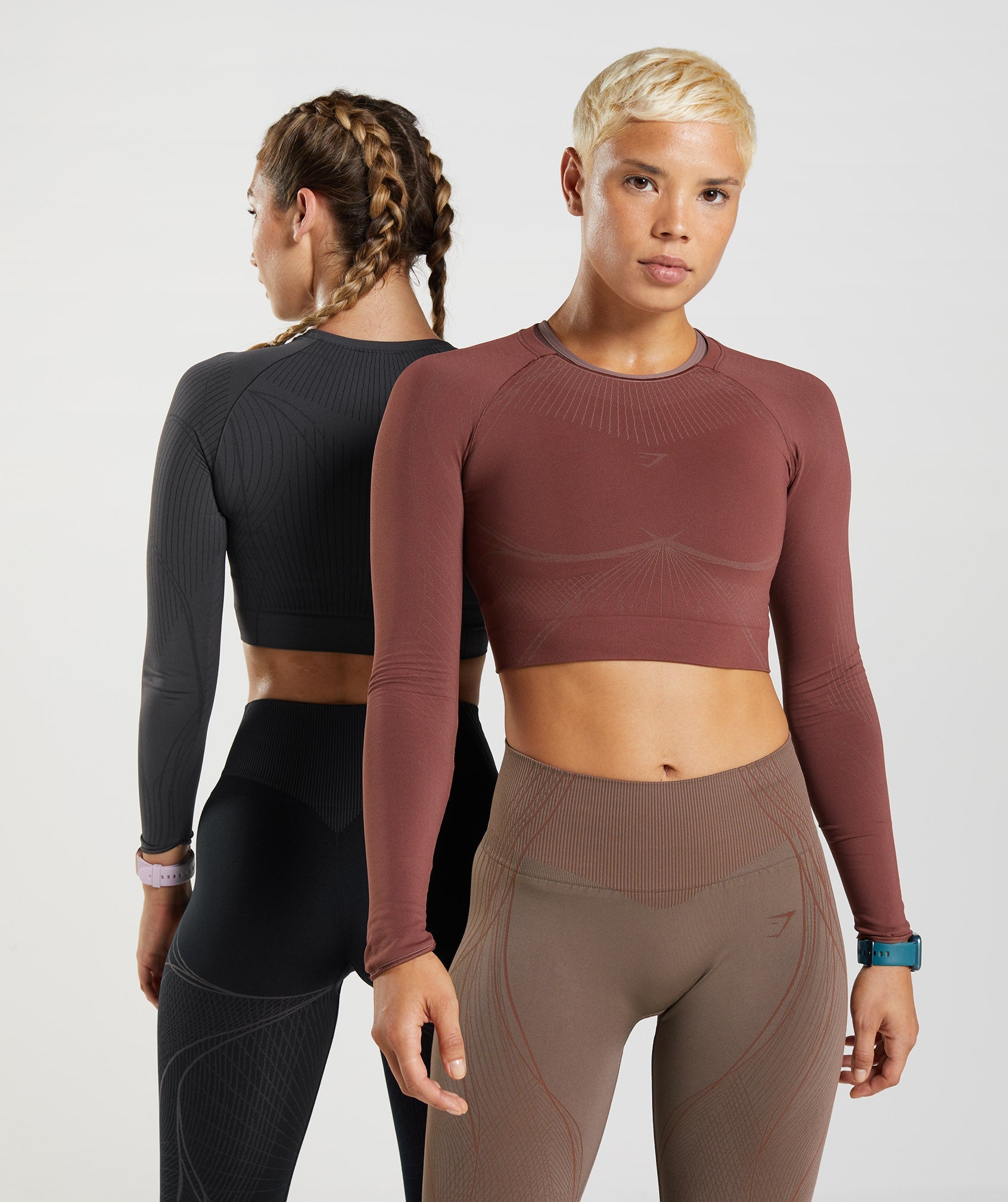 Tops Gymshark Apex Seamless Crop Mujer Marrones | 4501739-XD