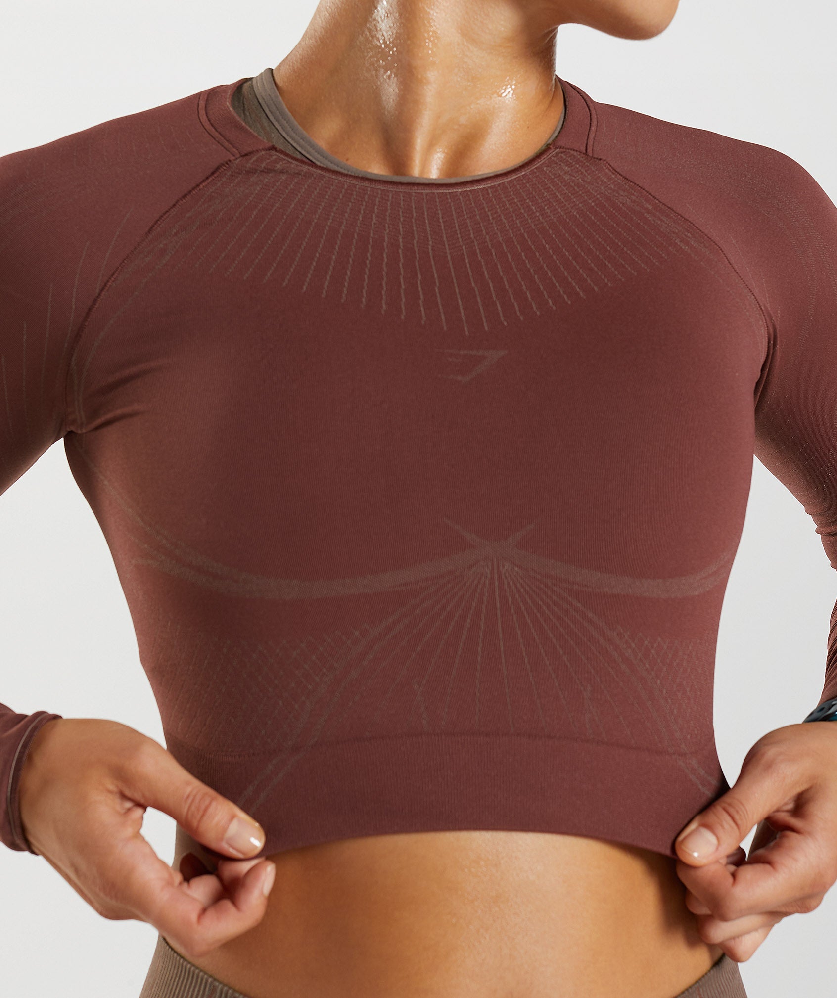 Tops Gymshark Apex Seamless Crop Mujer Marrones | 4501739-XD