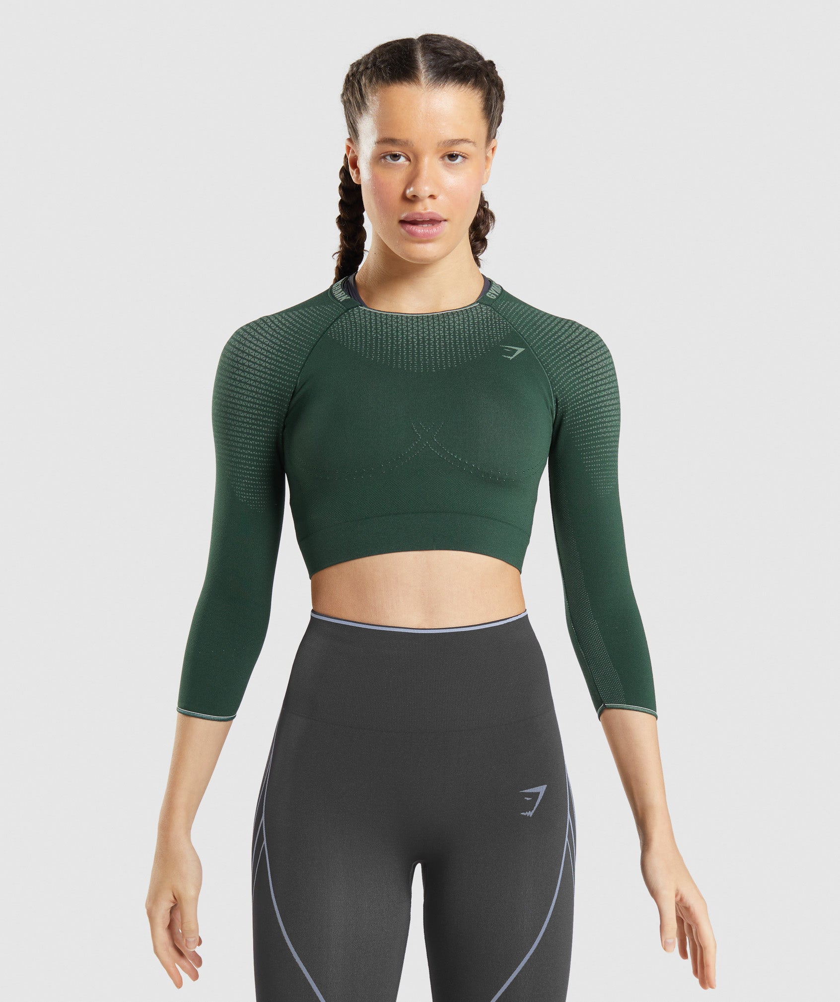 Tops Gymshark Apex Seamless Crop Mujer Verde | 9367105-QV