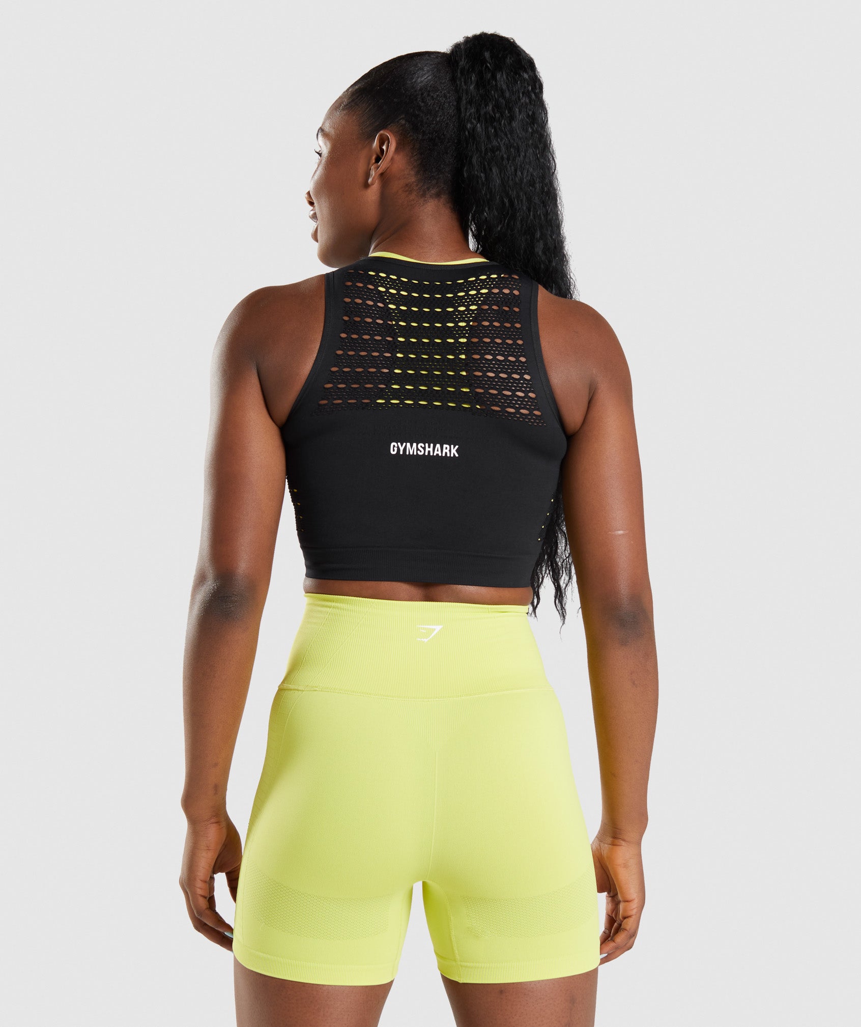 Tops Gymshark Energy Seamless Crop Mujer Negras | 1630925-JY