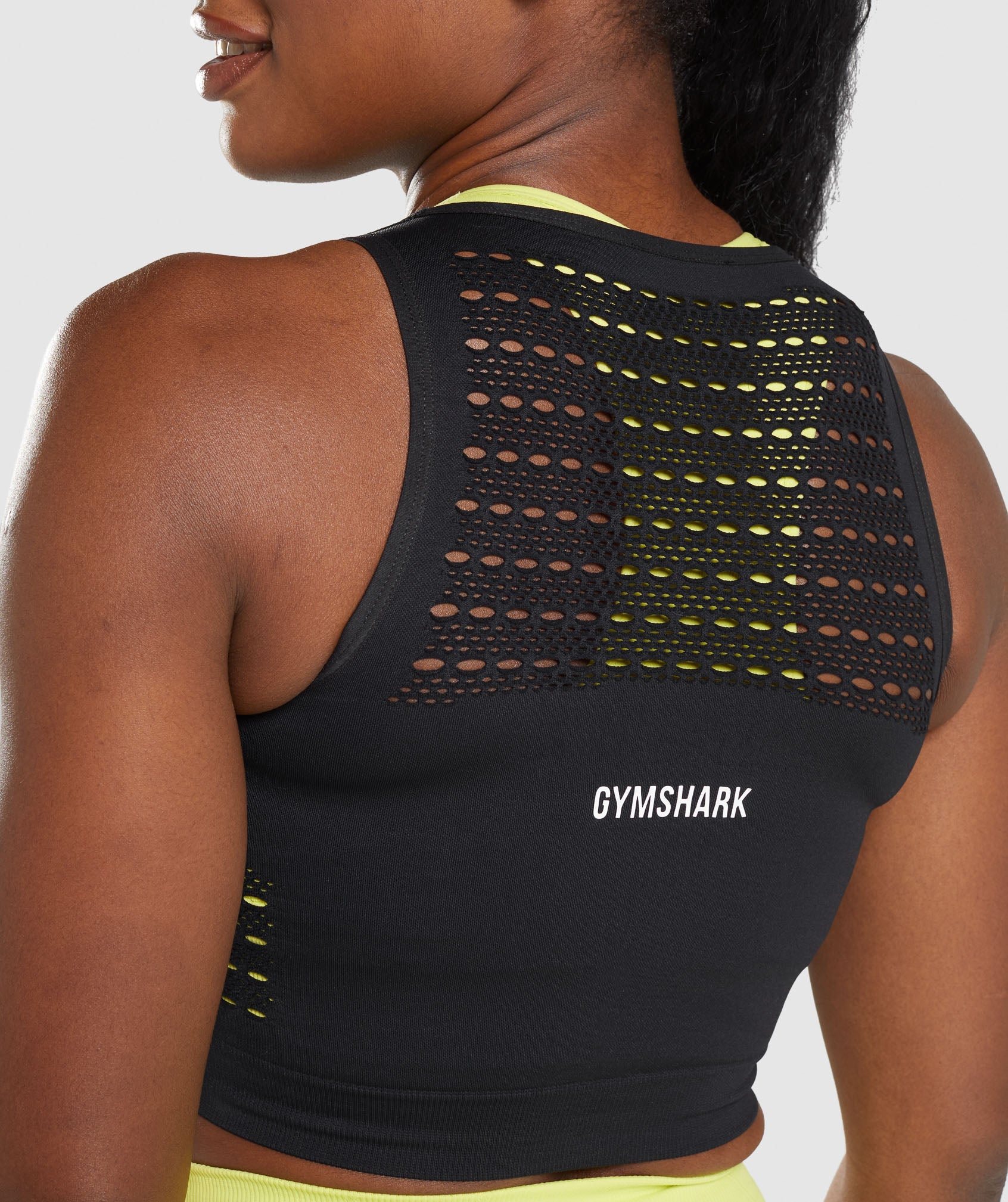 Tops Gymshark Energy Seamless Crop Mujer Negras | 1630925-JY