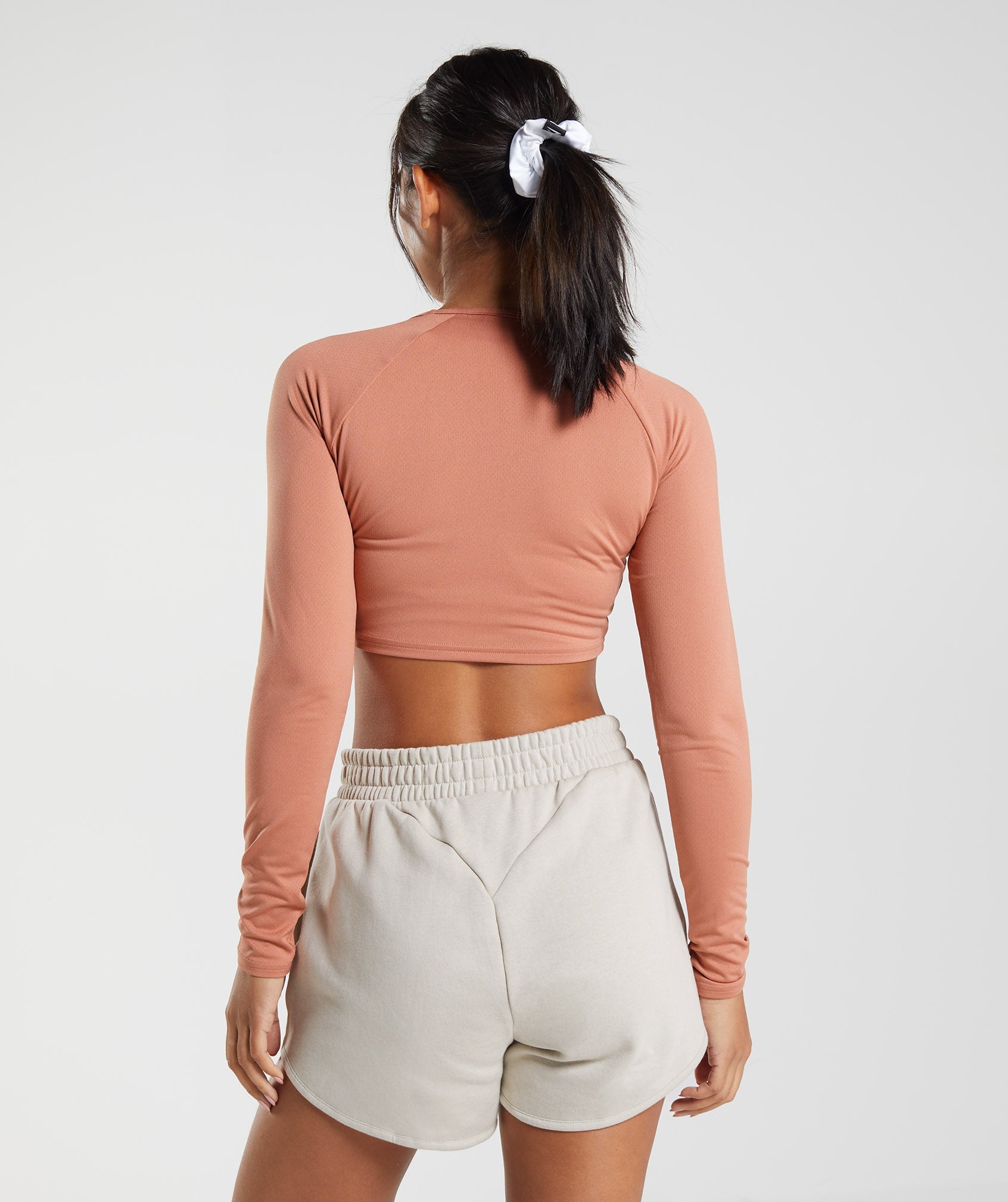 Tops Gymshark Entrenamiento Long Sleeve Crop Mujer Marrones | 2379650-RM