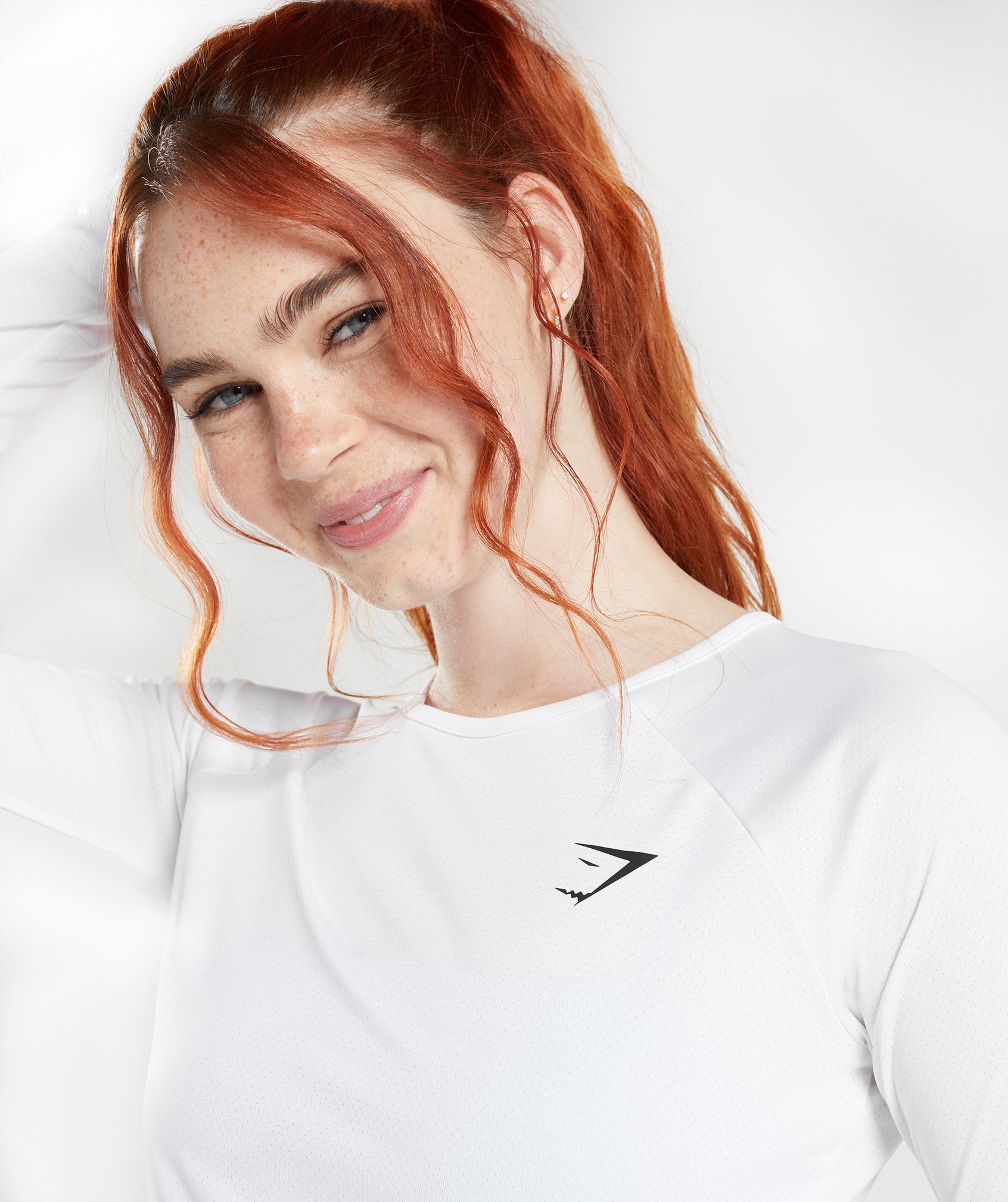 Tops Gymshark Entrenamiento Long Sleeve Crop Mujer Blancas | 5261908-NE