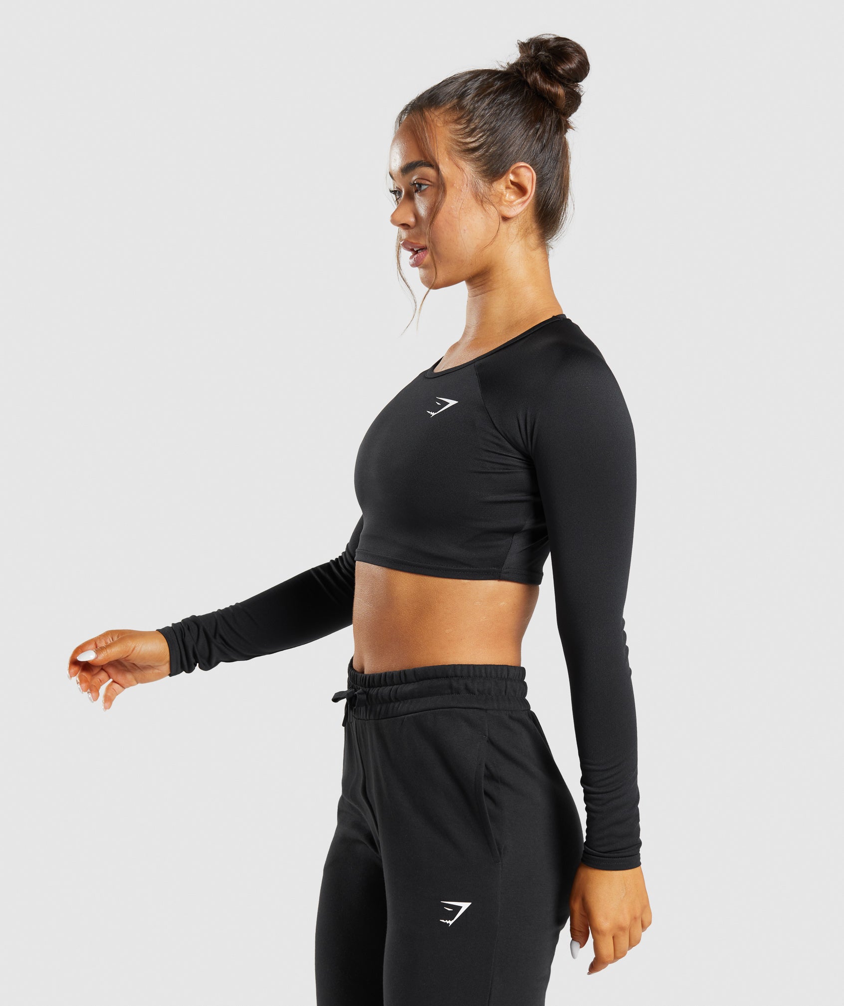 Tops Gymshark Entrenamiento Long Sleeve Crop Mujer Negras | 8026439-VR