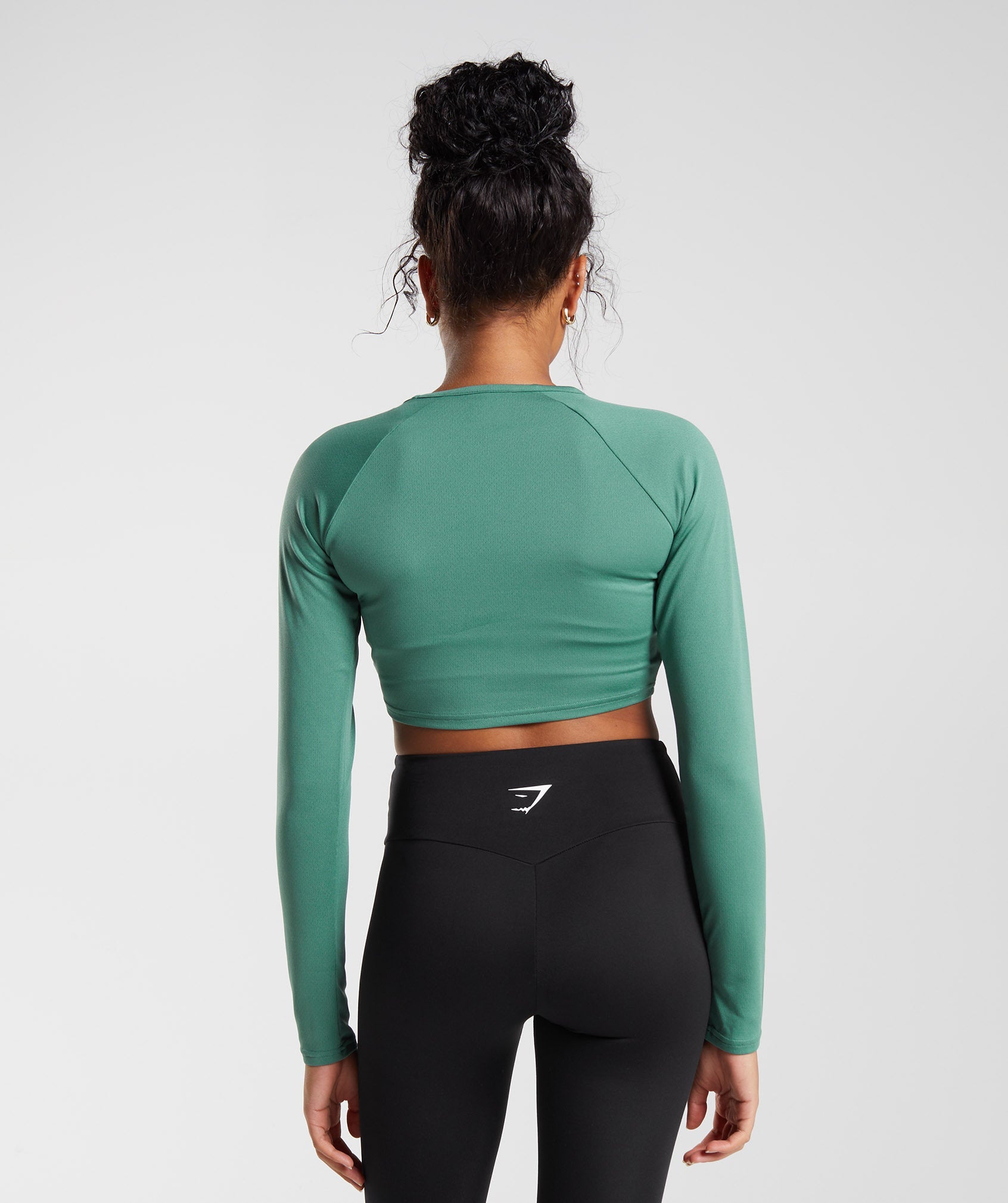 Tops Gymshark Entrenamiento Long Sleeve Crop Mujer Verde | 8539741-SV