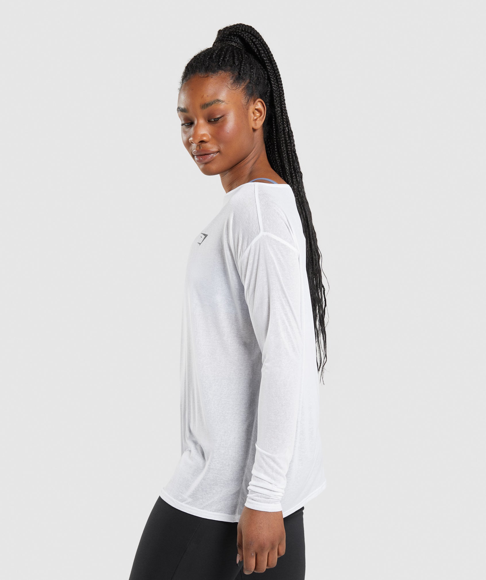 Tops Gymshark Entrenamiento Oversized Long Sleeve Mujer Blancas | 8250694-PQ