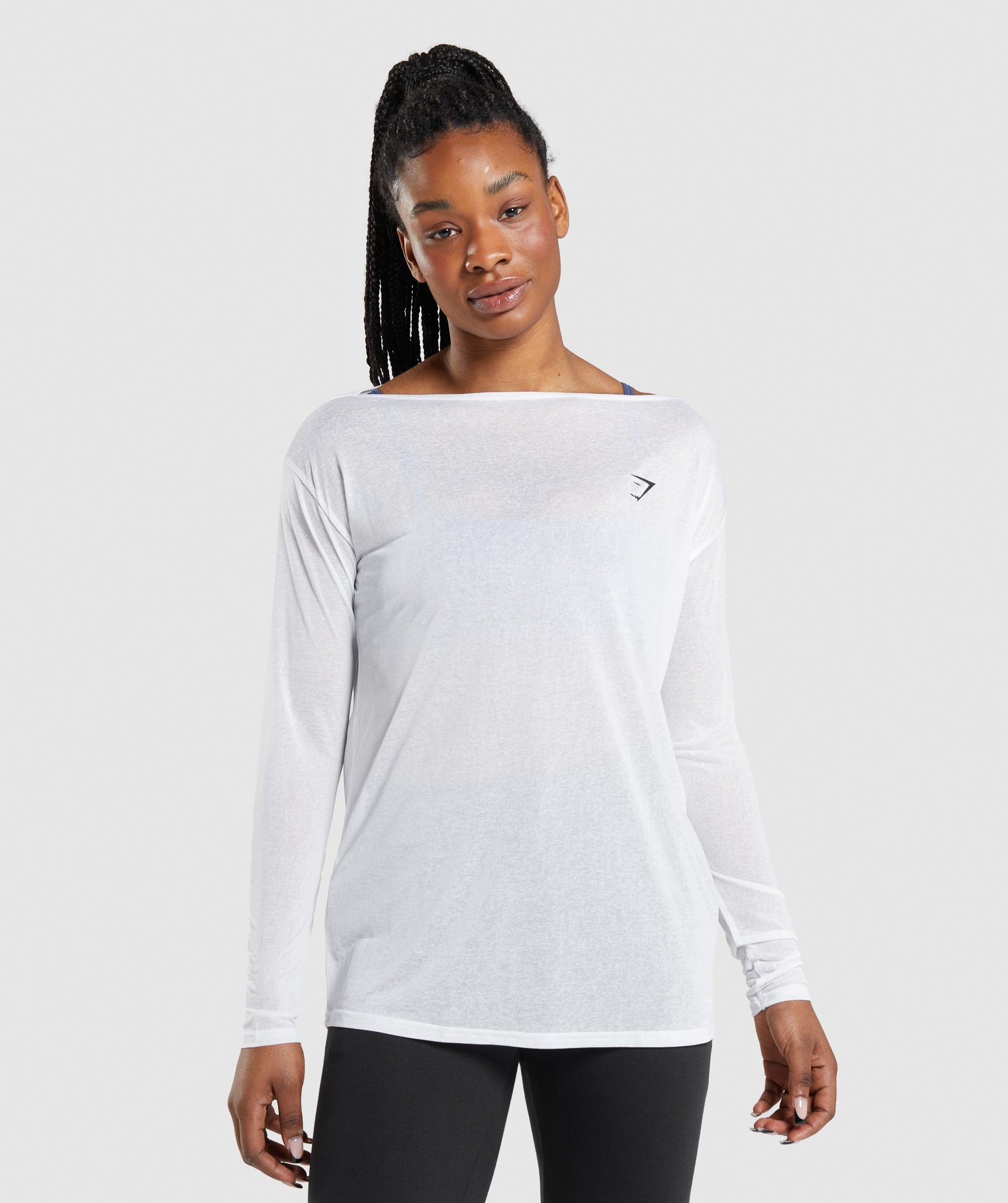 Tops Gymshark Entrenamiento Oversized Long Sleeve Mujer Blancas | 8250694-PQ