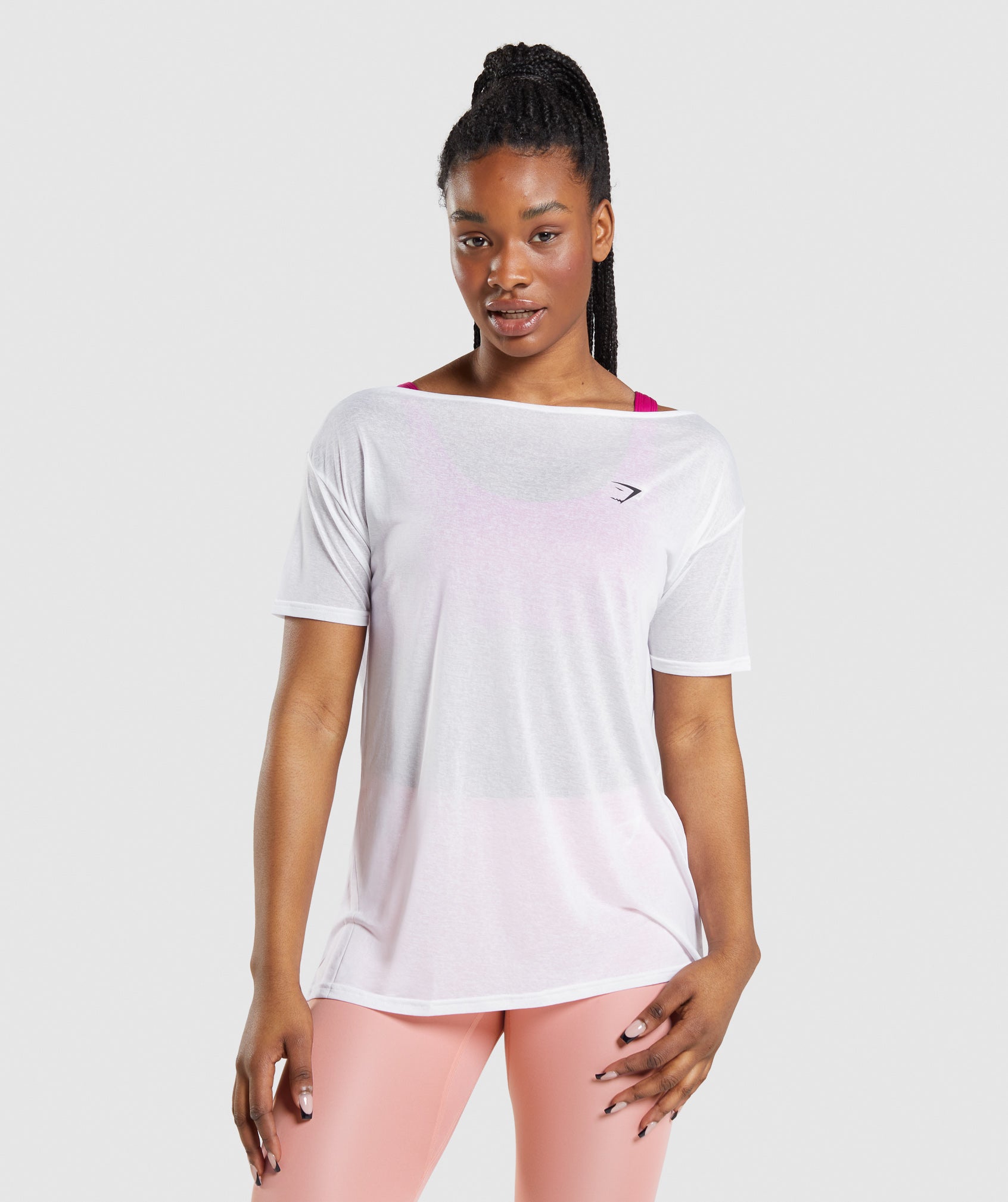 Tops Gymshark Entrenamiento Oversized Mujer Blancas | 1285904-QX