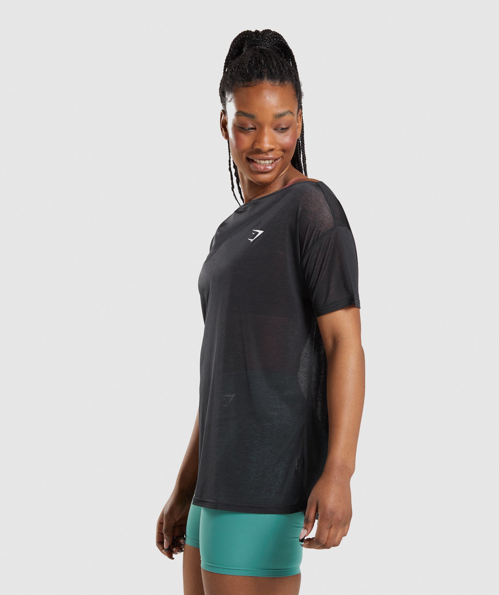 Tops Gymshark Entrenamiento Oversized Mujer Negras | 5863407-SY