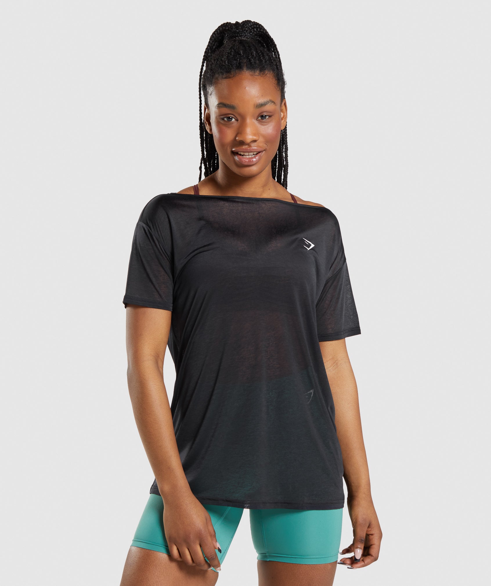 Tops Gymshark Entrenamiento Oversized Mujer Negras | 5863407-SY