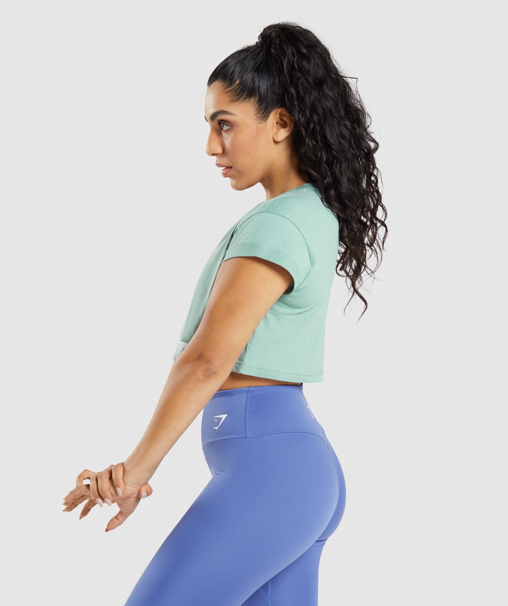 Tops Gymshark Fraction Crop Mujer Azules | 3281659-JY