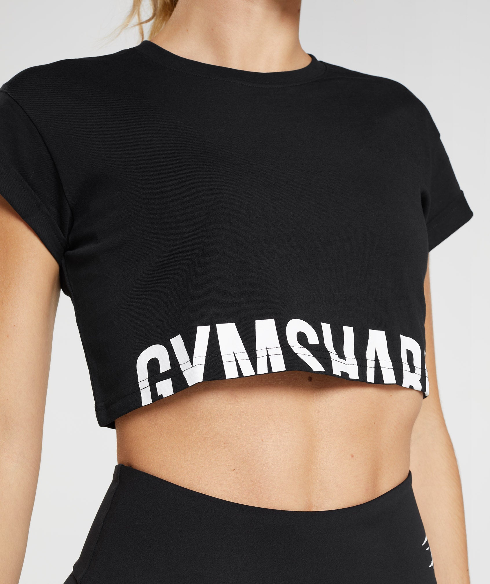 Tops Gymshark Fraction Crop Mujer Negras | 0361429-MI