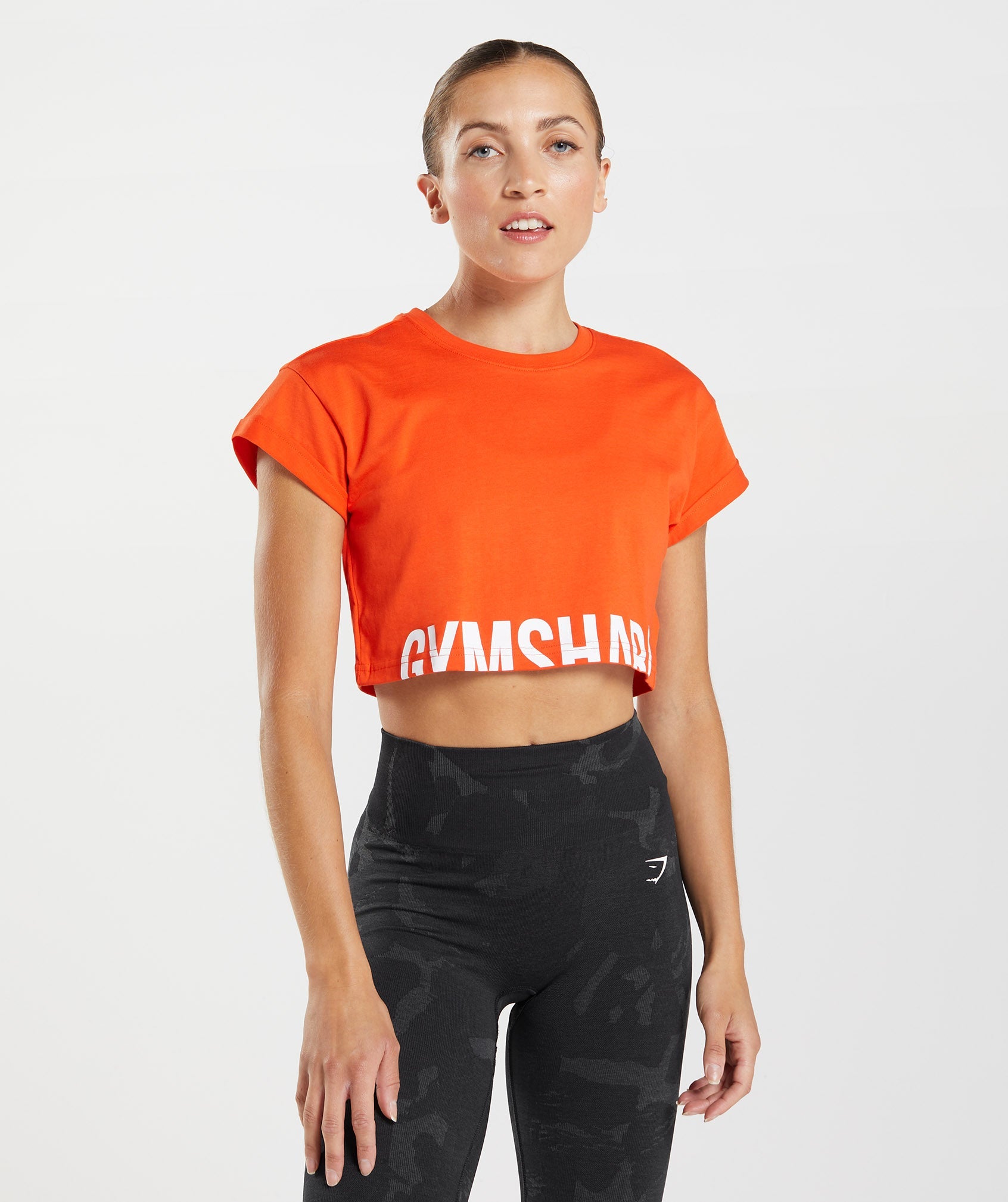 Tops Gymshark Fraction Crop Mujer Rojas | 3647512-NO