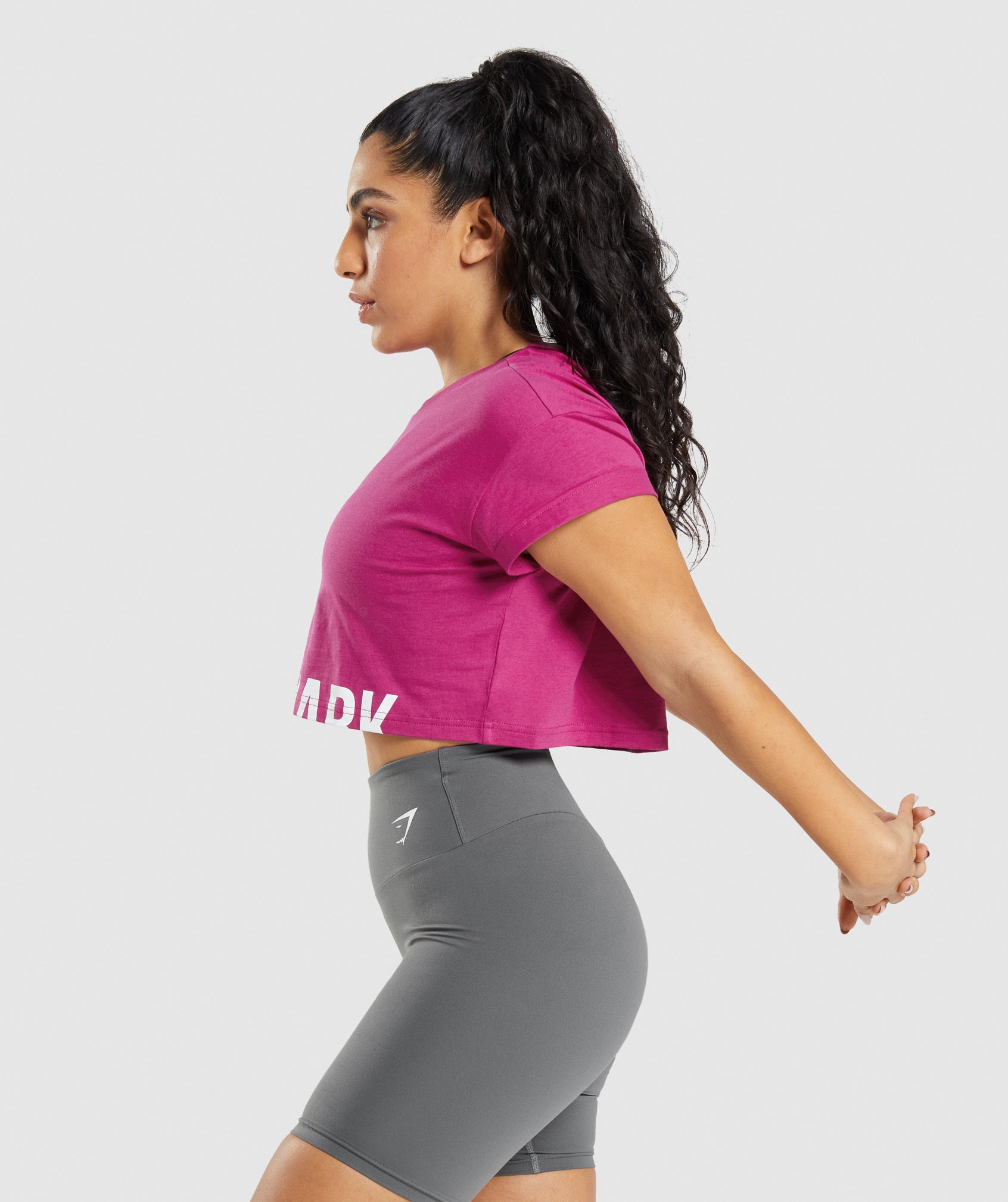 Tops Gymshark Fraction Crop Mujer Rosas | 3872104-IF