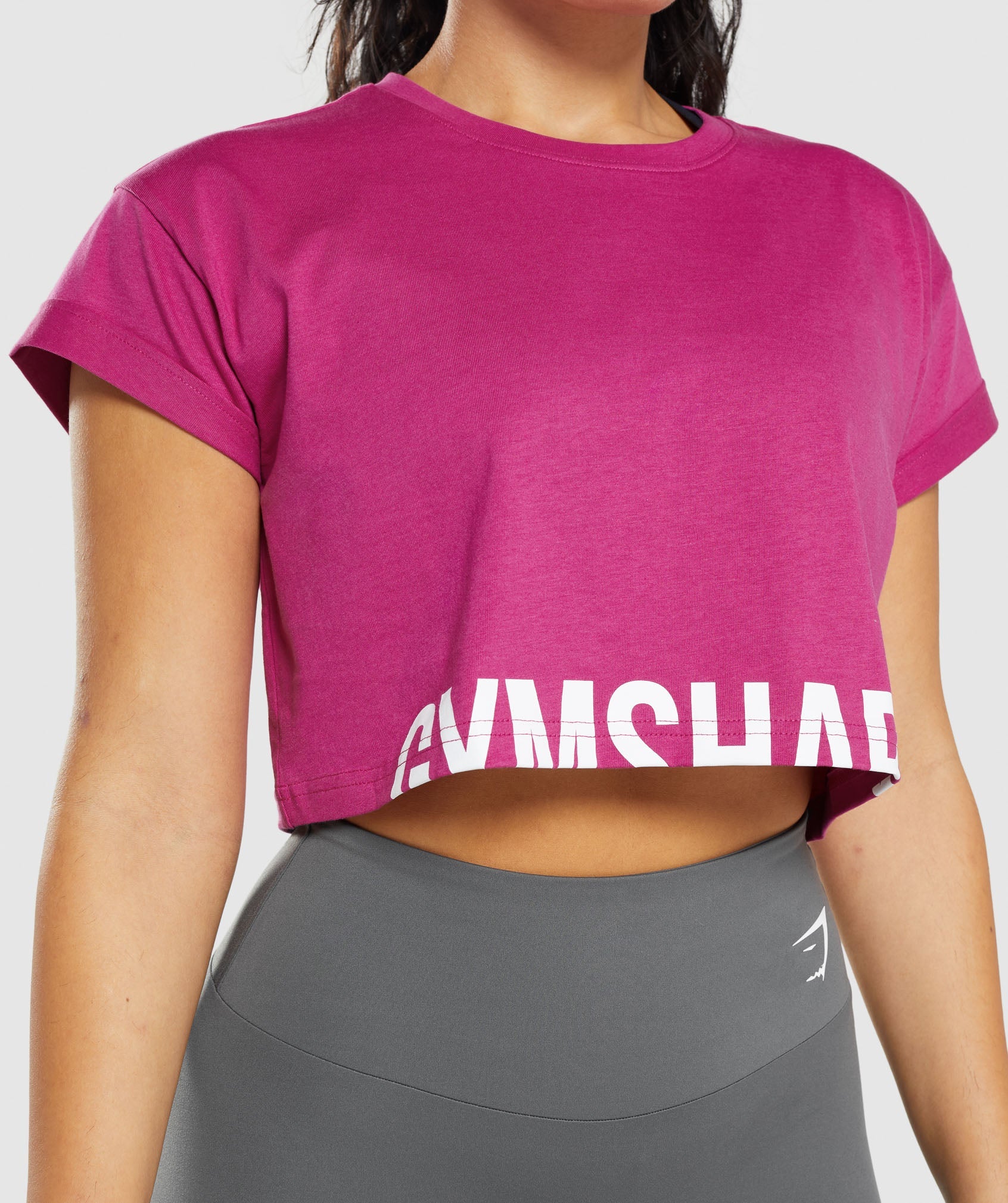 Tops Gymshark Fraction Crop Mujer Rosas | 3872104-IF