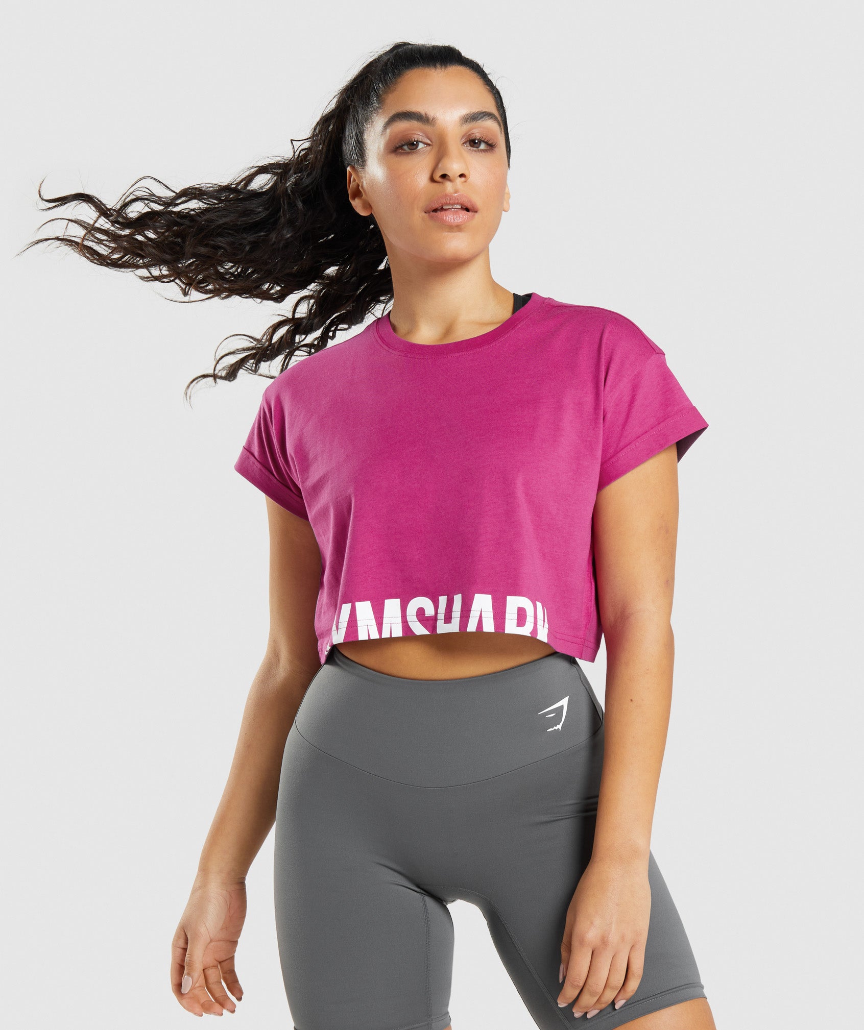 Tops Gymshark Fraction Crop Mujer Rosas | 3872104-IF