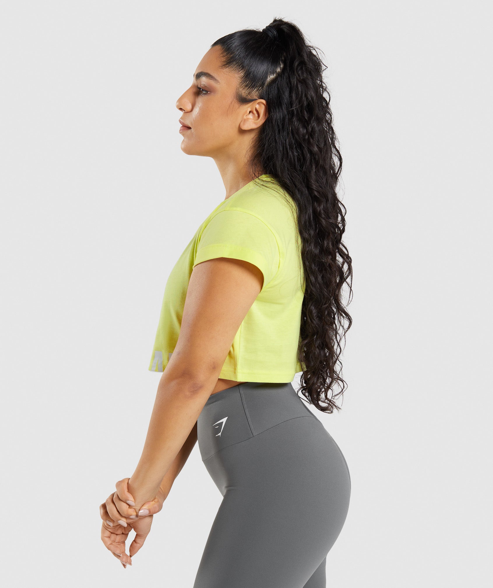 Tops Gymshark Fraction Crop Mujer Verde | 5829410-SI