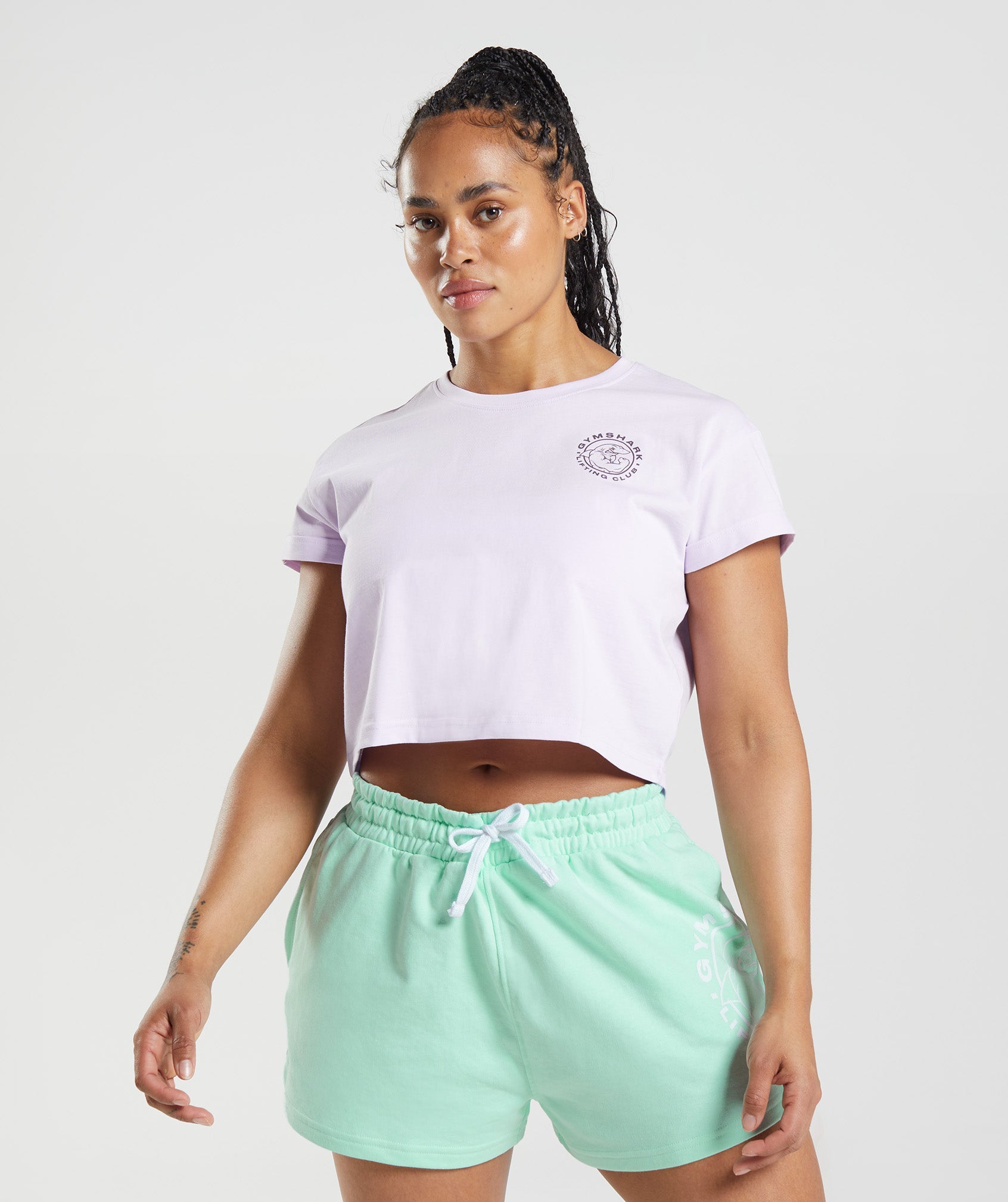 Tops Gymshark Legacy Crop Mujer Moradas | 2075931-XW